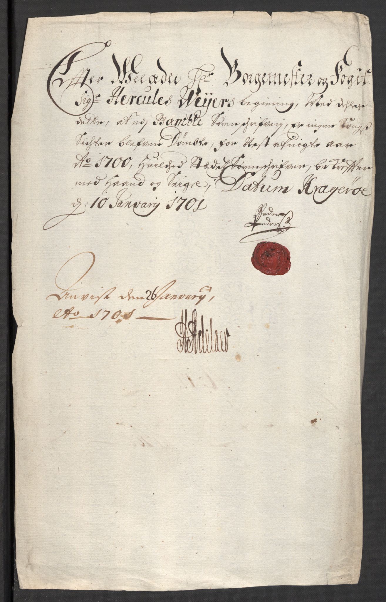 Rentekammeret inntil 1814, Reviderte regnskaper, Fogderegnskap, AV/RA-EA-4092/R36/L2104: Fogderegnskap Øvre og Nedre Telemark og Bamble, 1700, s. 190