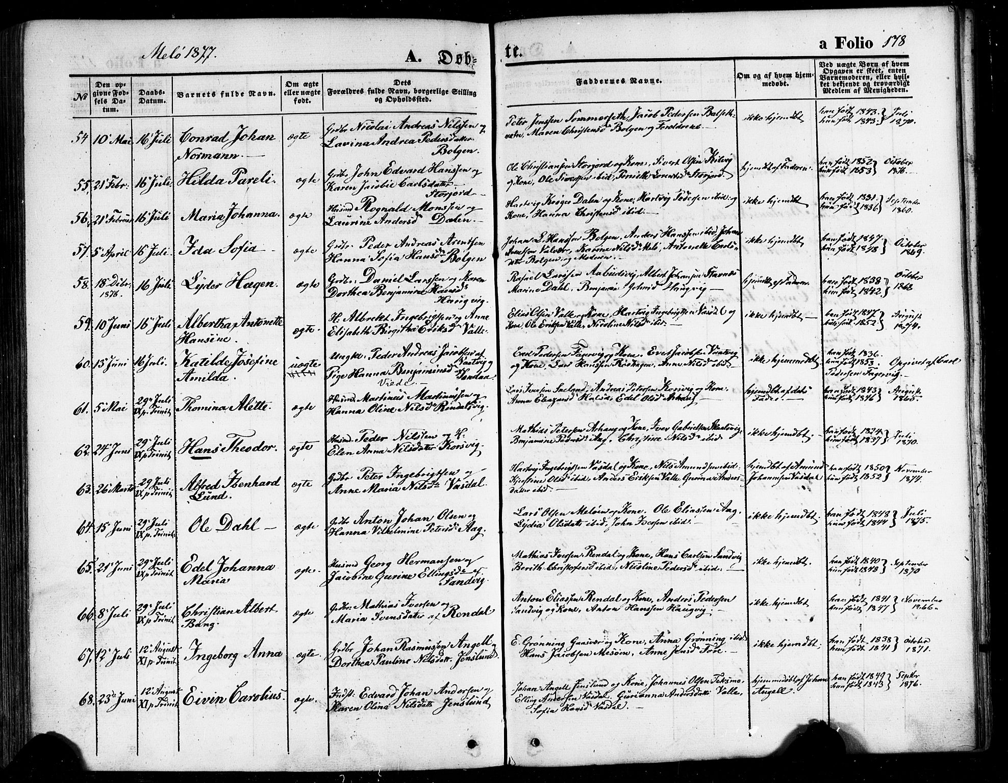 Ministerialprotokoller, klokkerbøker og fødselsregistre - Nordland, AV/SAT-A-1459/841/L0606: Ministerialbok nr. 841A10, 1860-1877, s. 178