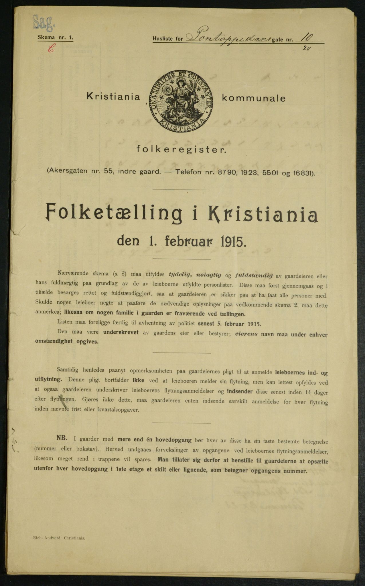 OBA, Kommunal folketelling 1.2.1915 for Kristiania, 1915, s. 80336