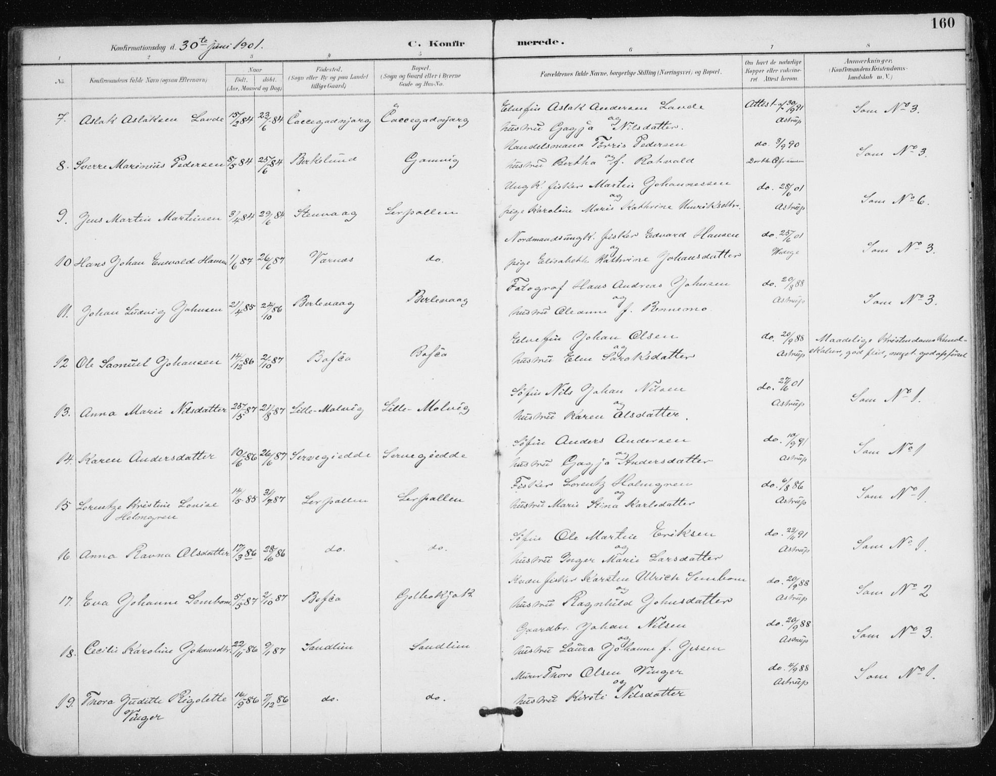 Tana sokneprestkontor, AV/SATØ-S-1334/H/Ha/L0005kirke: Ministerialbok nr. 5, 1891-1903, s. 160