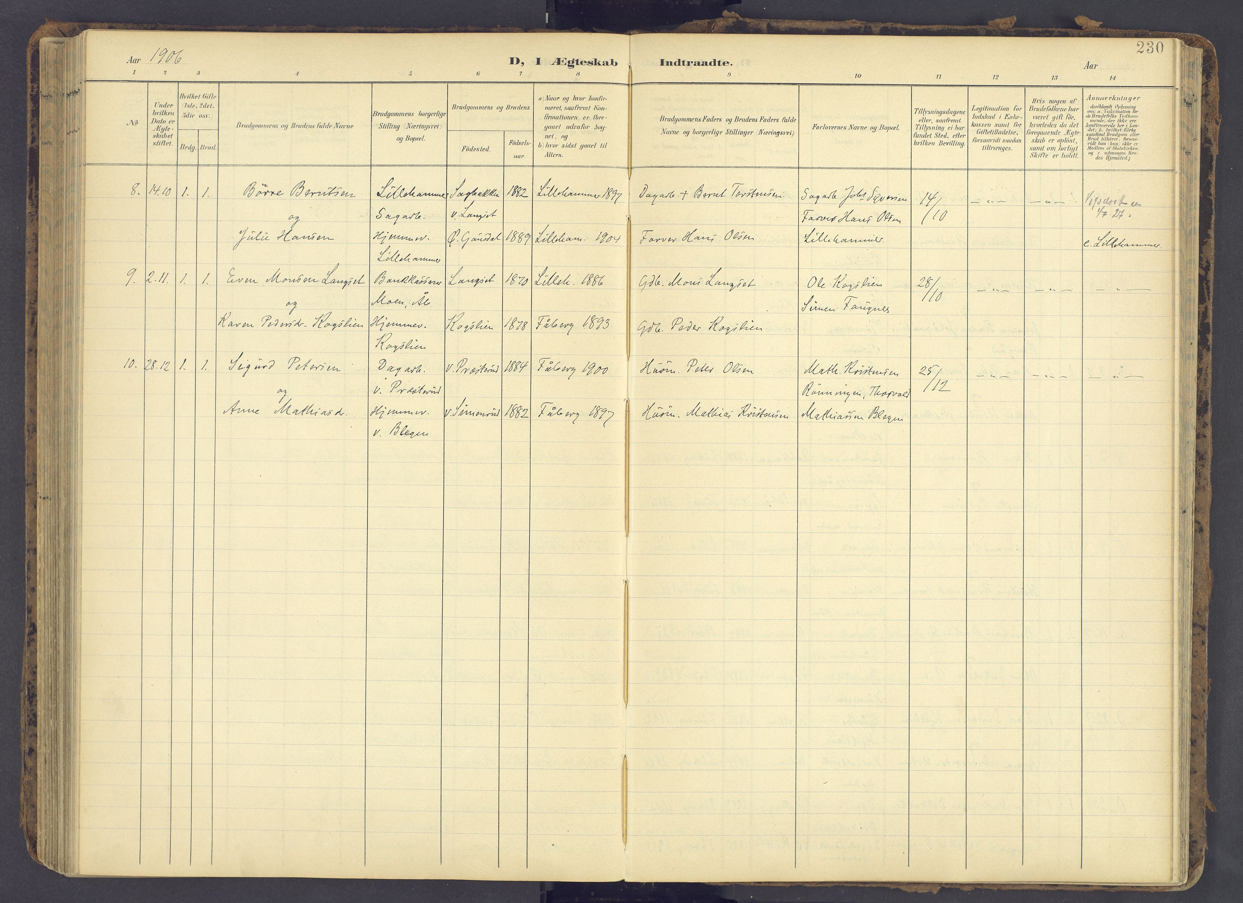 Fåberg prestekontor, AV/SAH-PREST-086/H/Ha/Haa/L0012: Ministerialbok nr. 12, 1899-1915, s. 230