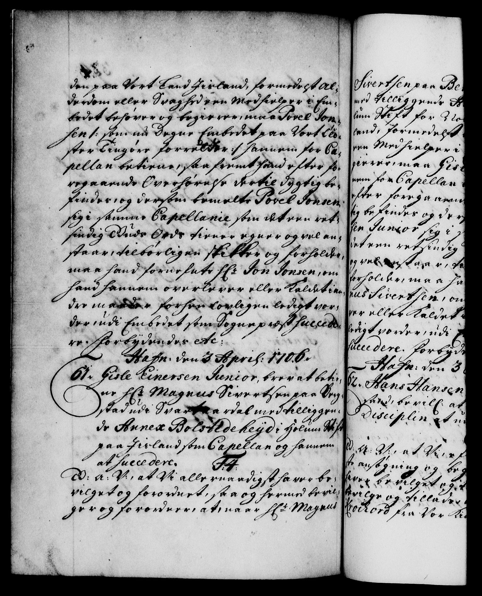 Danske Kanselli 1572-1799, RA/EA-3023/F/Fc/Fca/Fcaa/L0019: Norske registre, 1704-1707, s. 334b