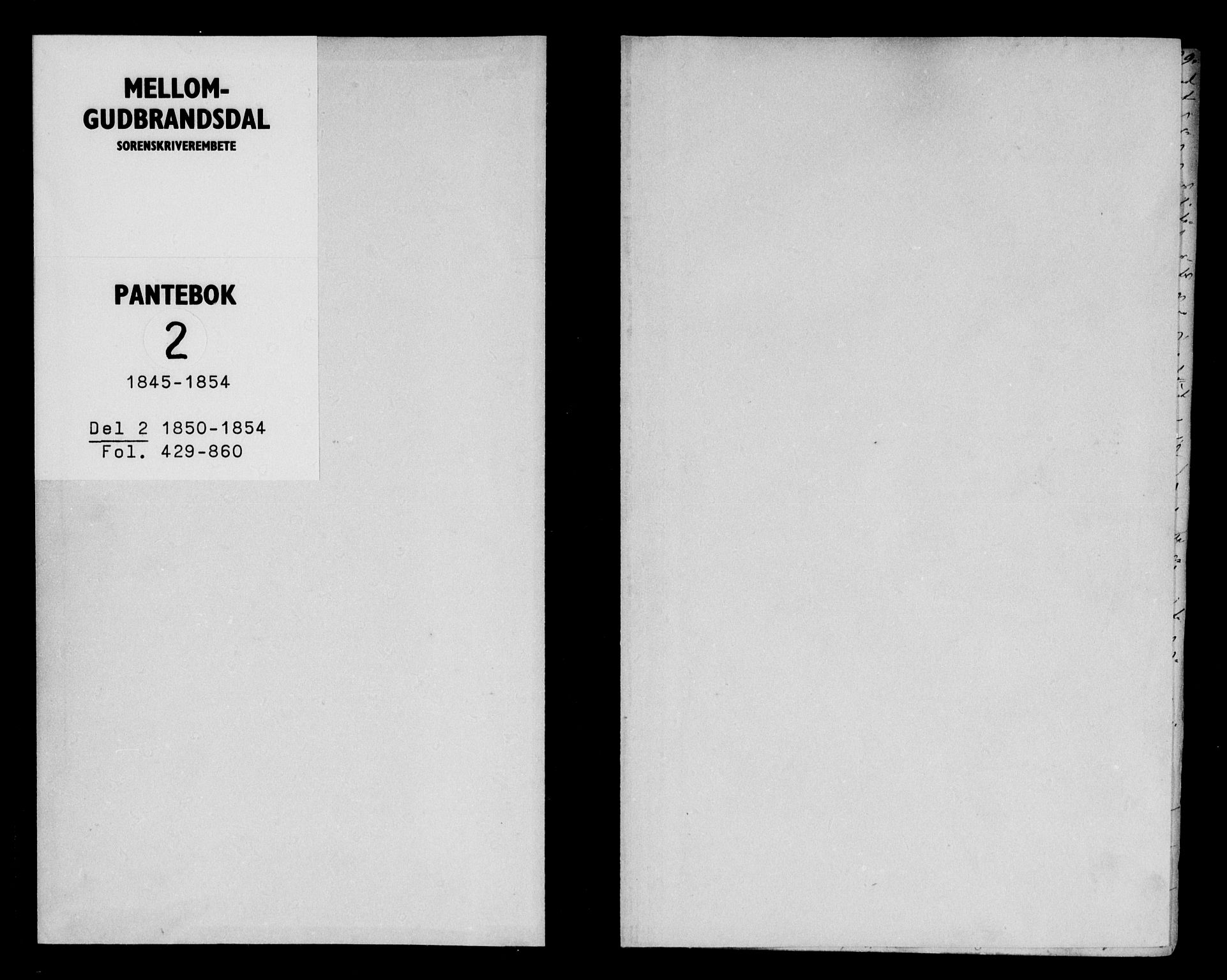Mellom-Gudbrandsdal sorenskriveri, SAH/TING-038/H/Hb/L0002/0002: Pantebok nr. 2b, 1850-1854
