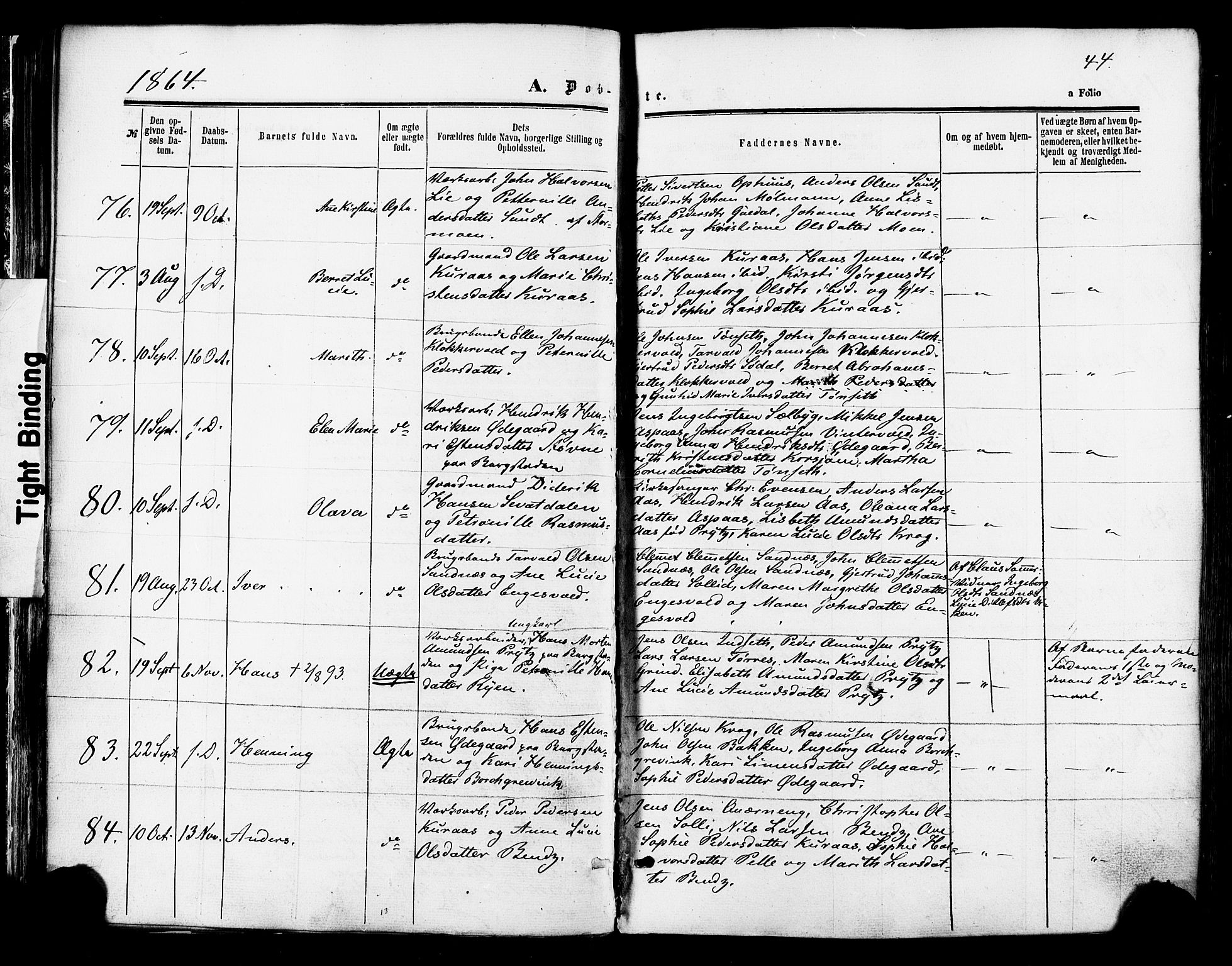 Ministerialprotokoller, klokkerbøker og fødselsregistre - Sør-Trøndelag, AV/SAT-A-1456/681/L0932: Ministerialbok nr. 681A10, 1860-1878, s. 44