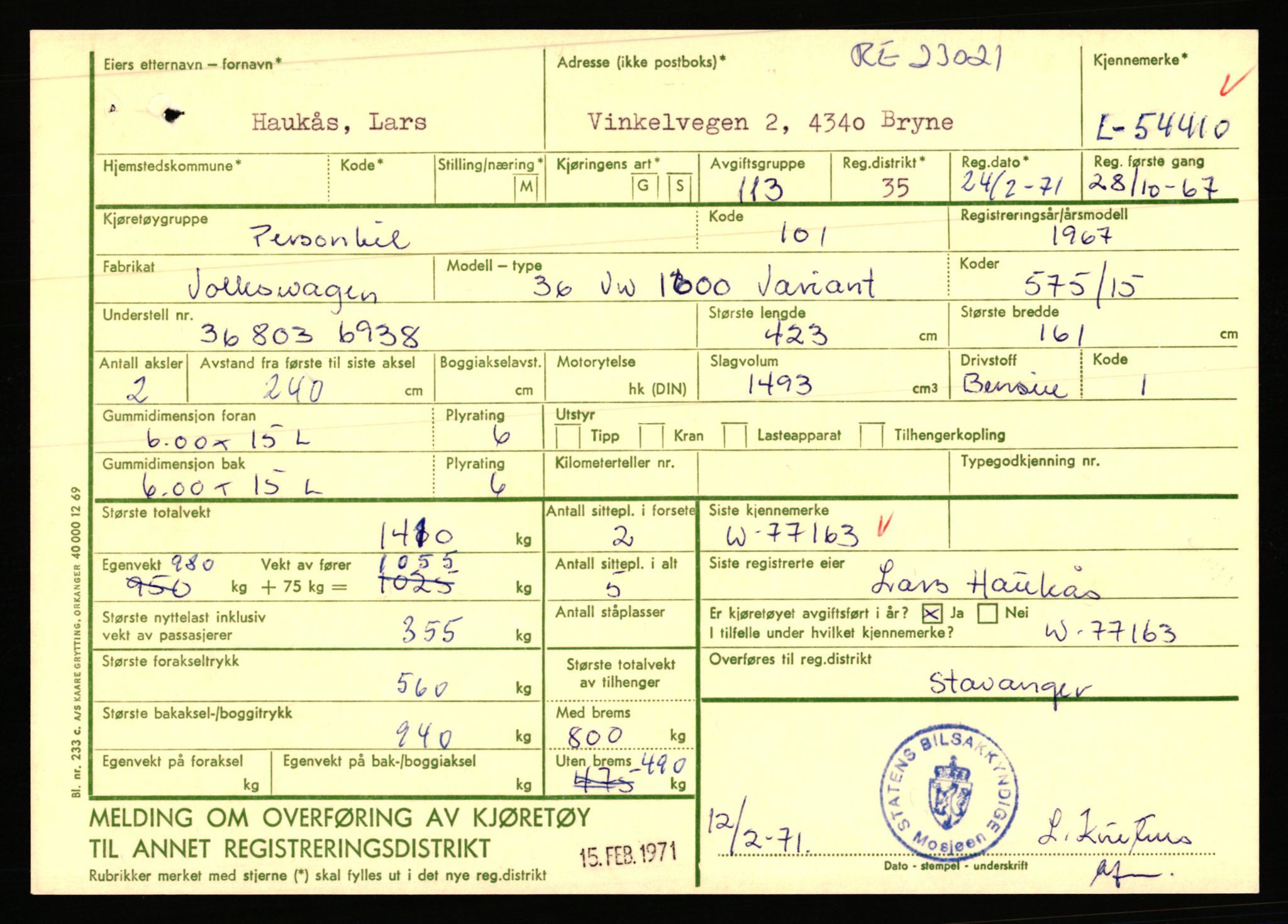 Stavanger trafikkstasjon, AV/SAST-A-101942/0/F/L0054: L-54200 - L-55699, 1930-1971, s. 435