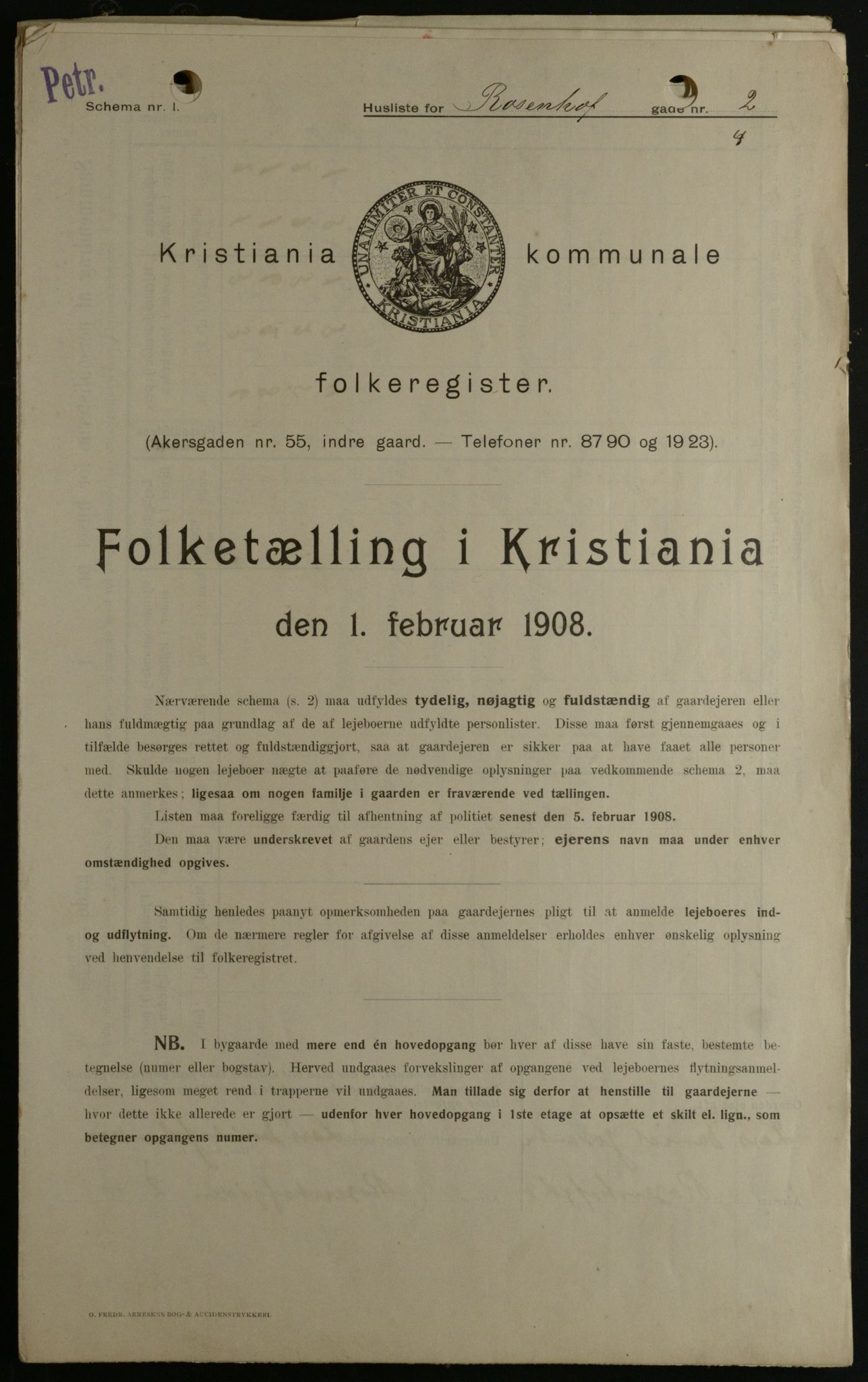 OBA, Kommunal folketelling 1.2.1908 for Kristiania kjøpstad, 1908, s. 75185