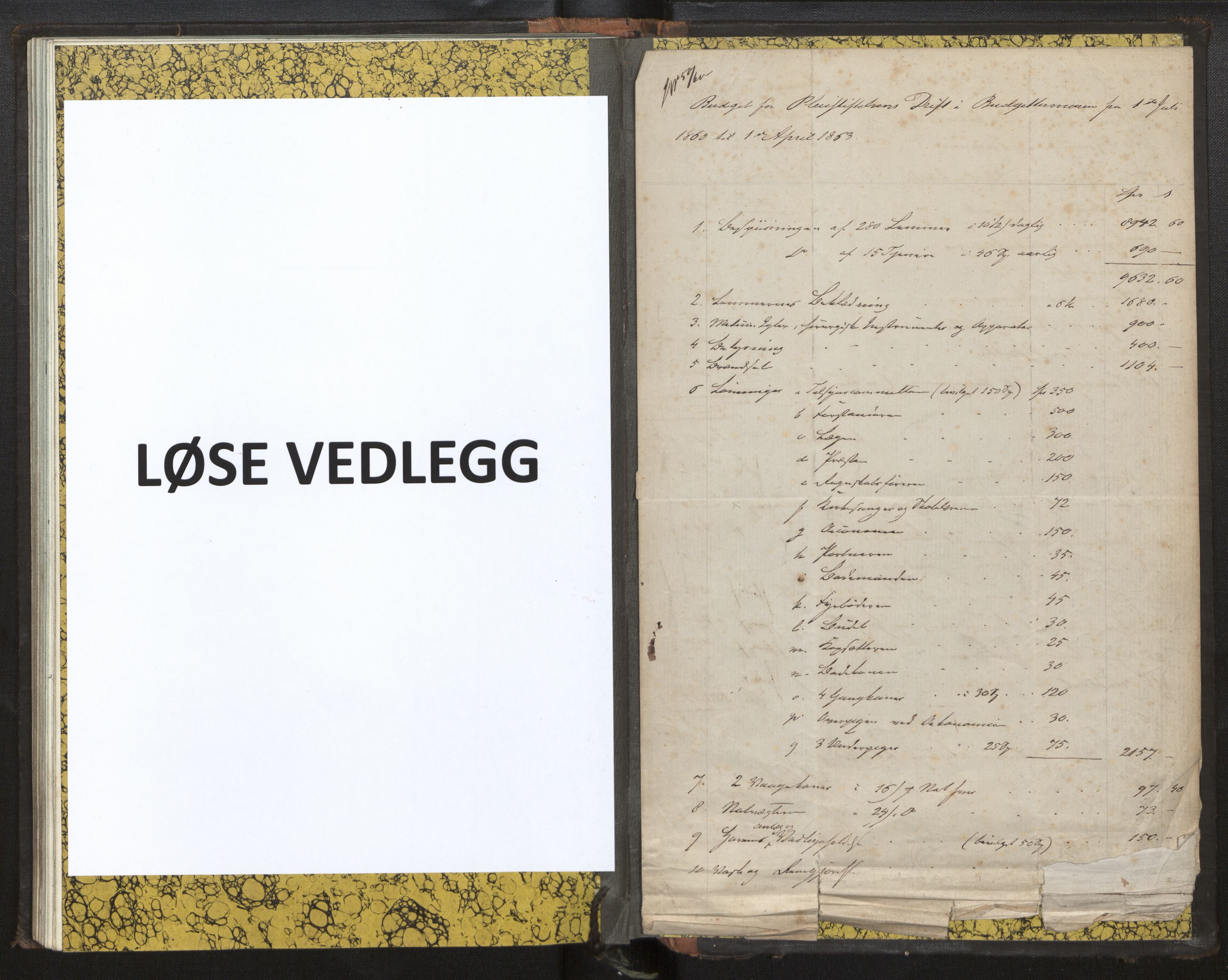 Lepraarkiver - Pleiestiftelsen for spedalske no.1, AV/SAB-A-60601/B.c/L0001: Journal, 1857-1882