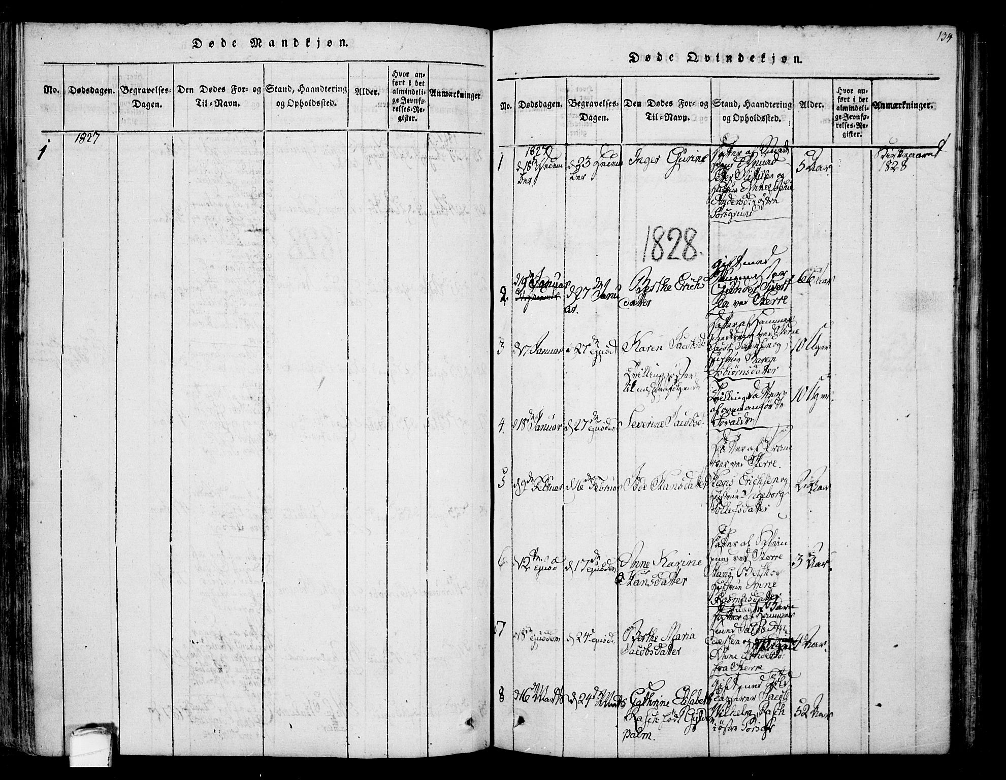 Porsgrunn kirkebøker , AV/SAKO-A-104/F/Fa/L0004: Ministerialbok nr. 4, 1814-1828, s. 134