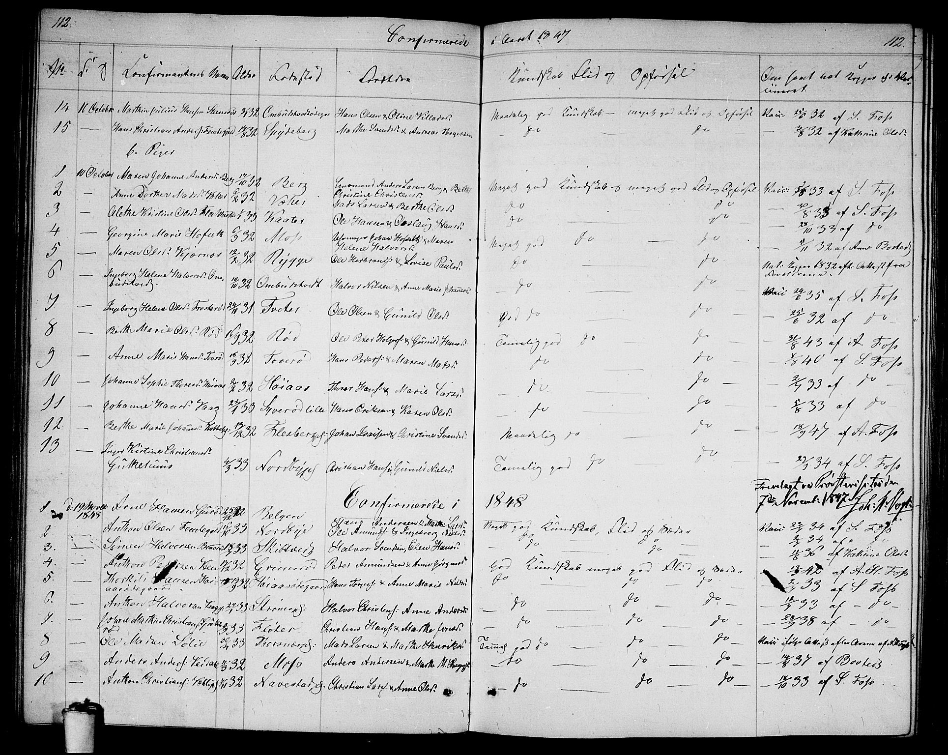 Våler prestekontor Kirkebøker, AV/SAO-A-11083/G/Ga/L0002: Klokkerbok nr. I 2, 1839-1860, s. 112