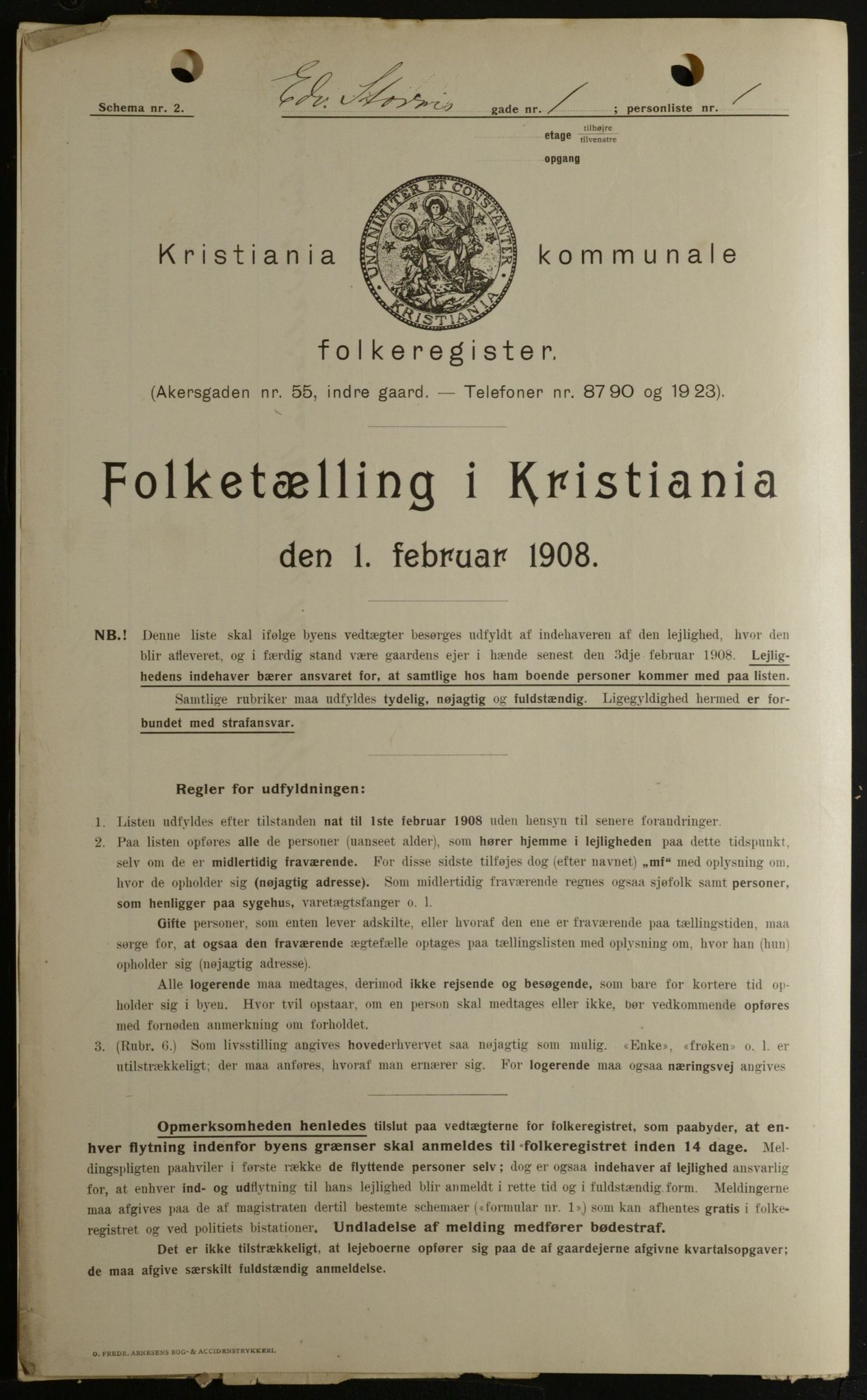 OBA, Kommunal folketelling 1.2.1908 for Kristiania kjøpstad, 1908, s. 17279