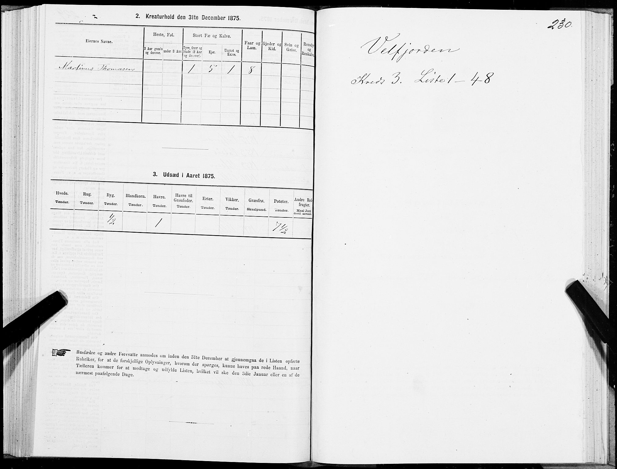 SAT, Folketelling 1875 for 1813P Velfjord prestegjeld, 1875, s. 1230