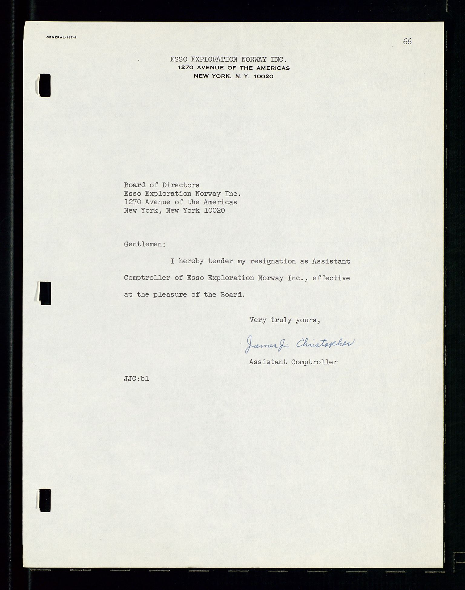 Pa 1512 - Esso Exploration and Production Norway Inc., SAST/A-101917/A/Aa/L0001/0001: Styredokumenter / Corporate records, By-Laws, Board meeting minutes, Incorporations, 1965-1975, s. 66