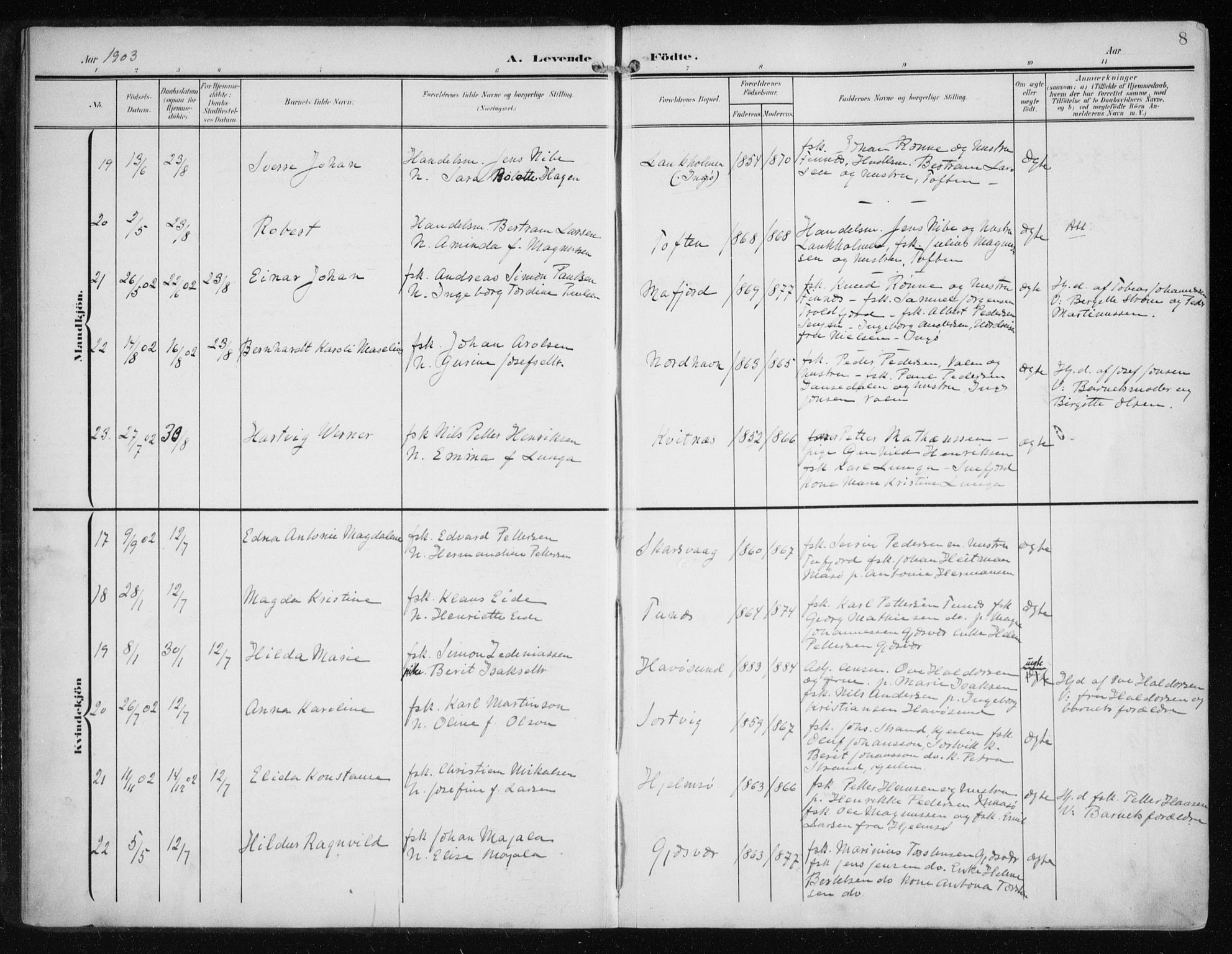 Måsøy sokneprestkontor, AV/SATØ-S-1348/H/Ha/L0009kirke: Ministerialbok nr. 9, 1903-1914, s. 8