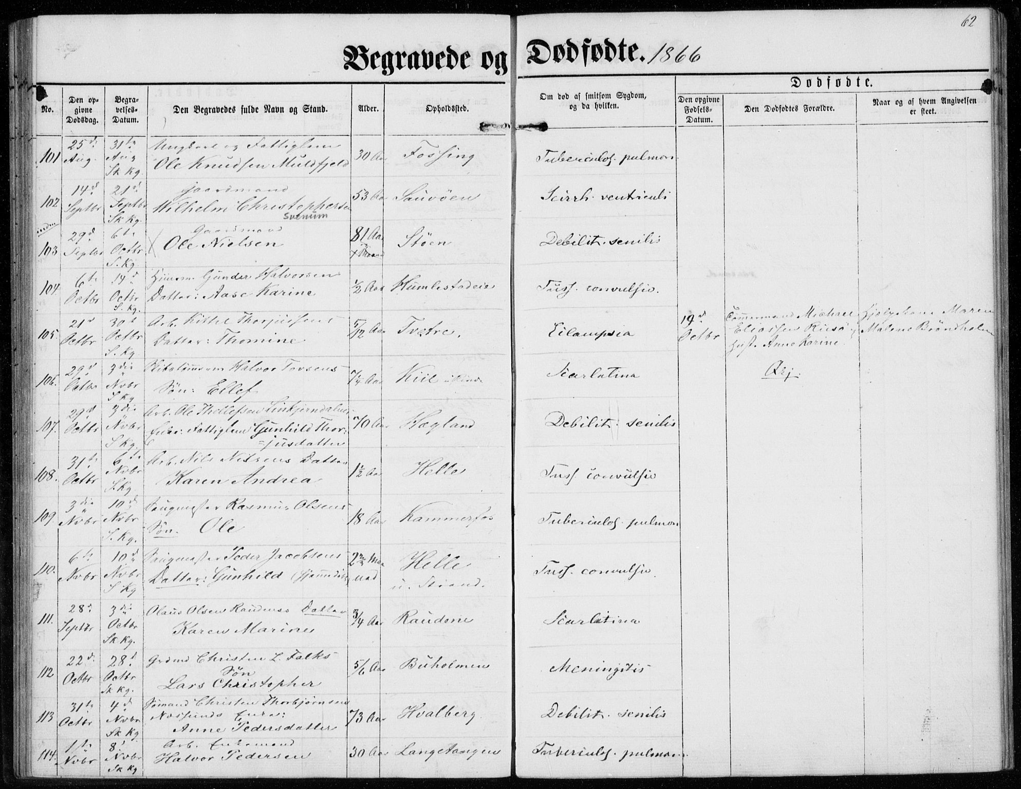 Sannidal kirkebøker, AV/SAKO-A-296/F/Fa/L0012: Ministerialbok nr. 12, 1860-1873, s. 62