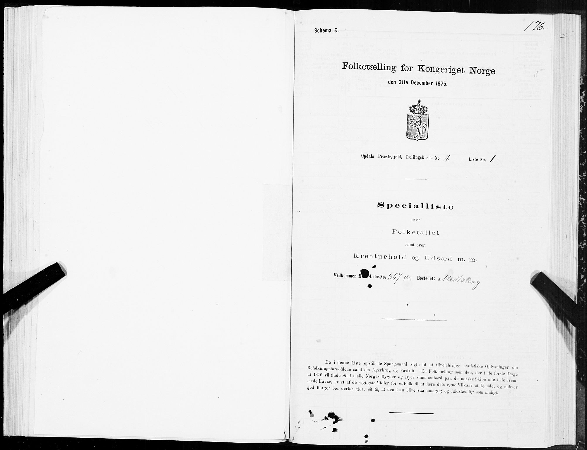 SAT, Folketelling 1875 for 1634P Oppdal prestegjeld, 1875, s. 7176