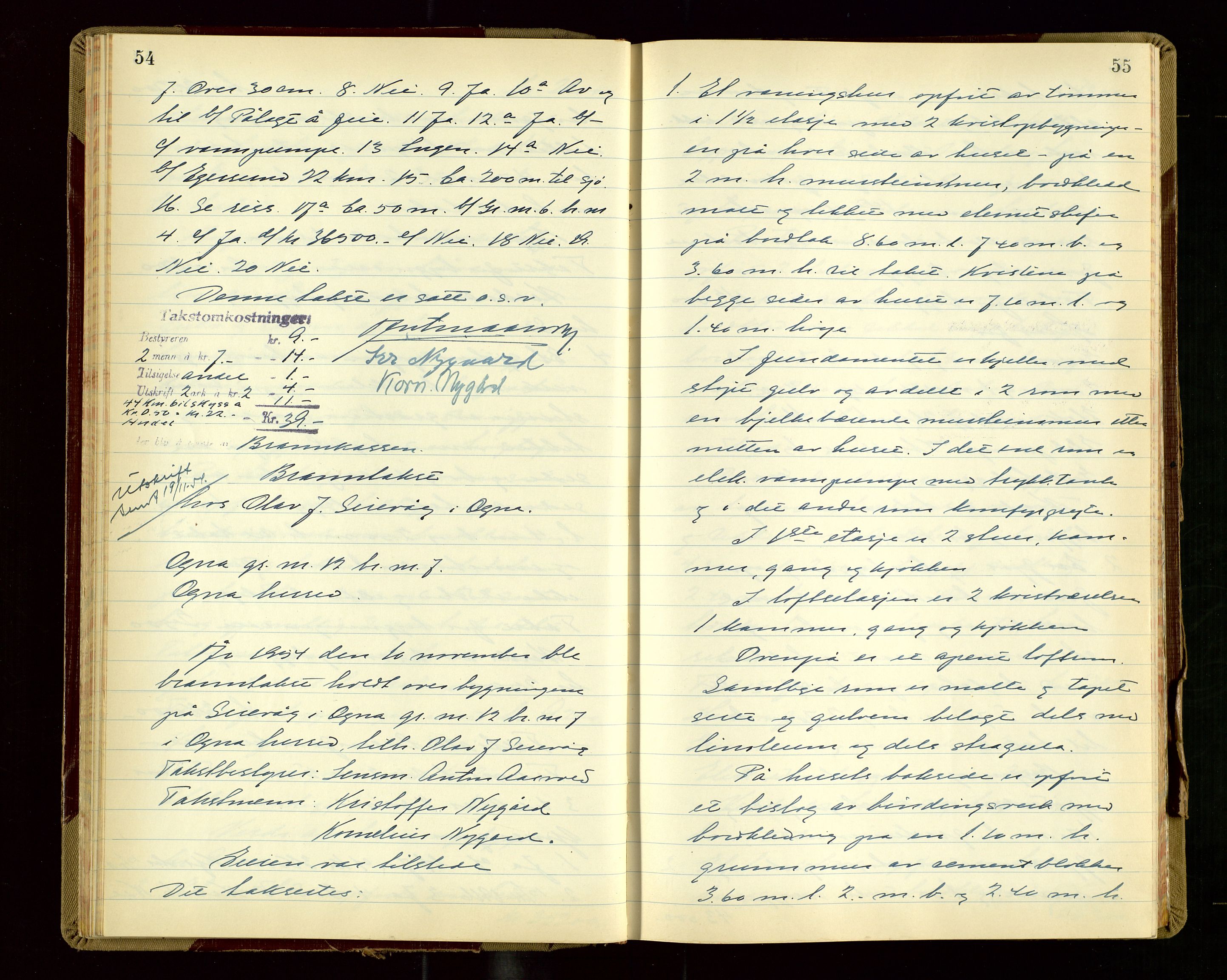 Eigersund lensmannskontor, AV/SAST-A-100171/Goa/L0013: "Branntakstprotokoll", 1954-1955, s. 54-55