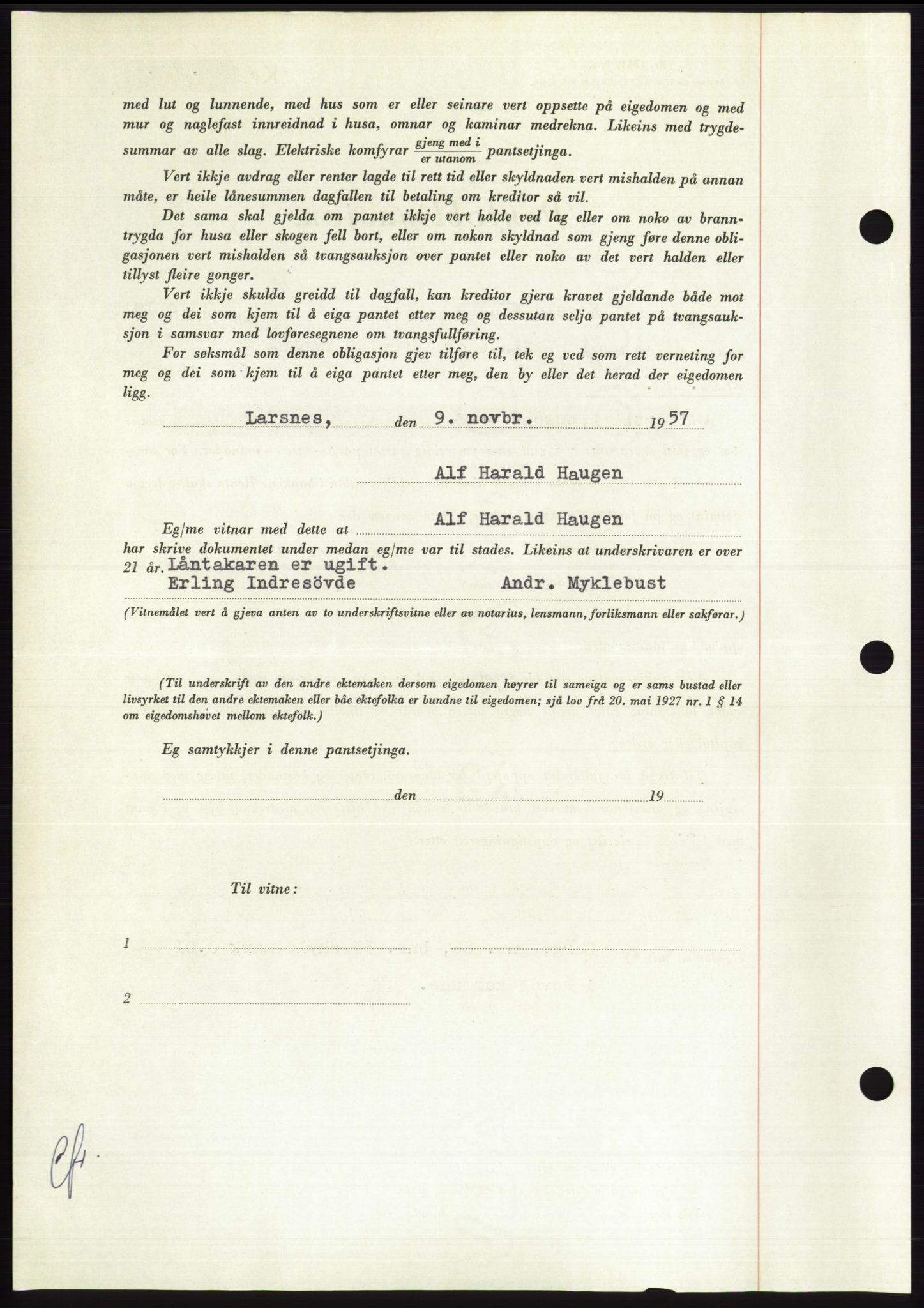 Søre Sunnmøre sorenskriveri, AV/SAT-A-4122/1/2/2C/L0130: Pantebok nr. 18B, 1957-1958, Dagboknr: 2829/1957