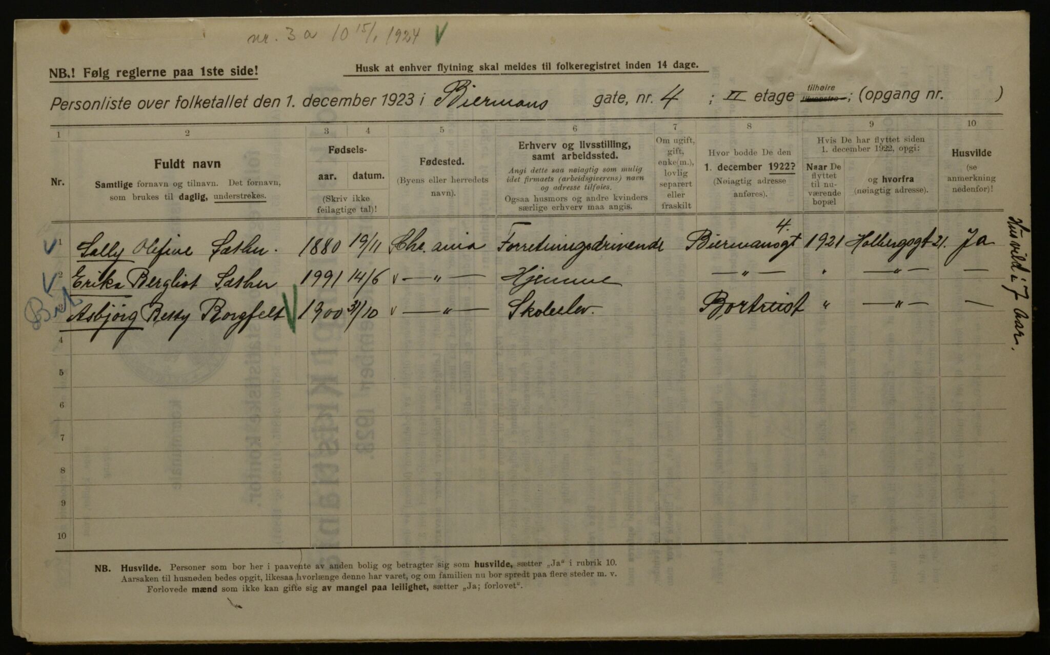 OBA, Kommunal folketelling 1.12.1923 for Kristiania, 1923, s. 5807