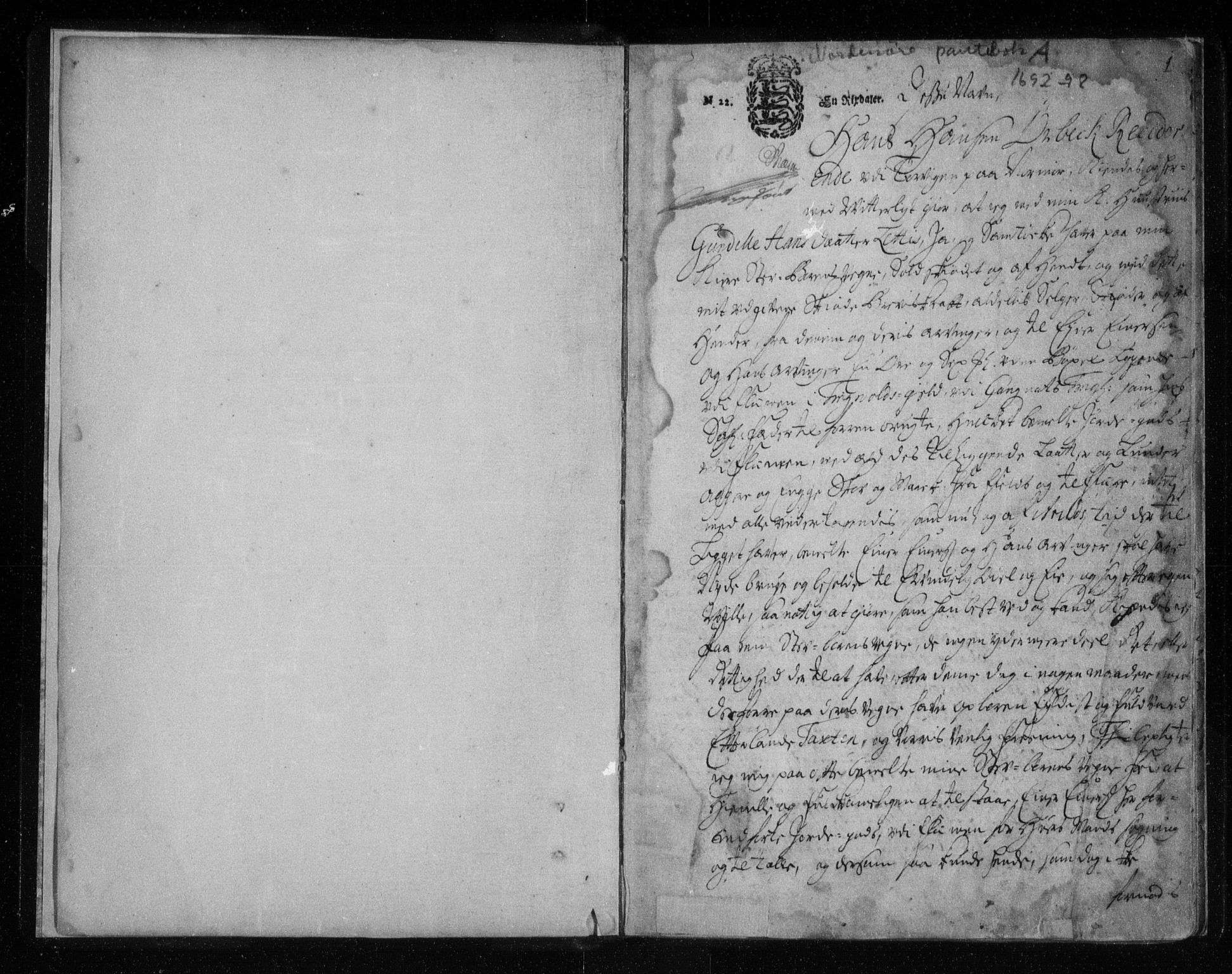 Nordmøre sorenskriveri, SAT/A-4132/1/2/2Ca/L0001: Pantebok nr. A, 1692-1698, s. 1
