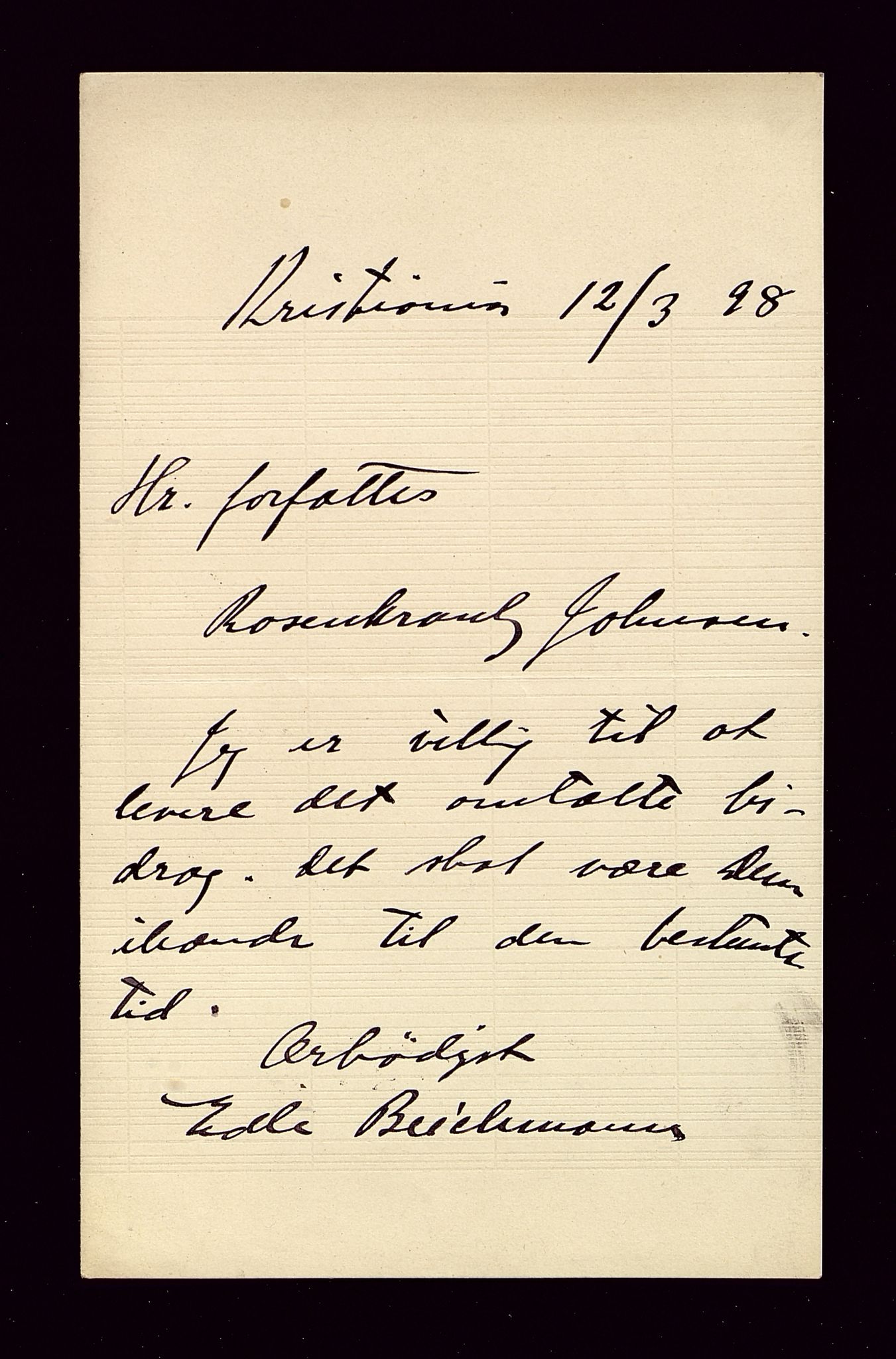 Øvre Amla, gnr. 106, VLFK/SFF-2013149/E/Ea/L0001/0011: A-G / Beichmann, Edla f. Hartmann (Forfatterinde og journalist), 1898