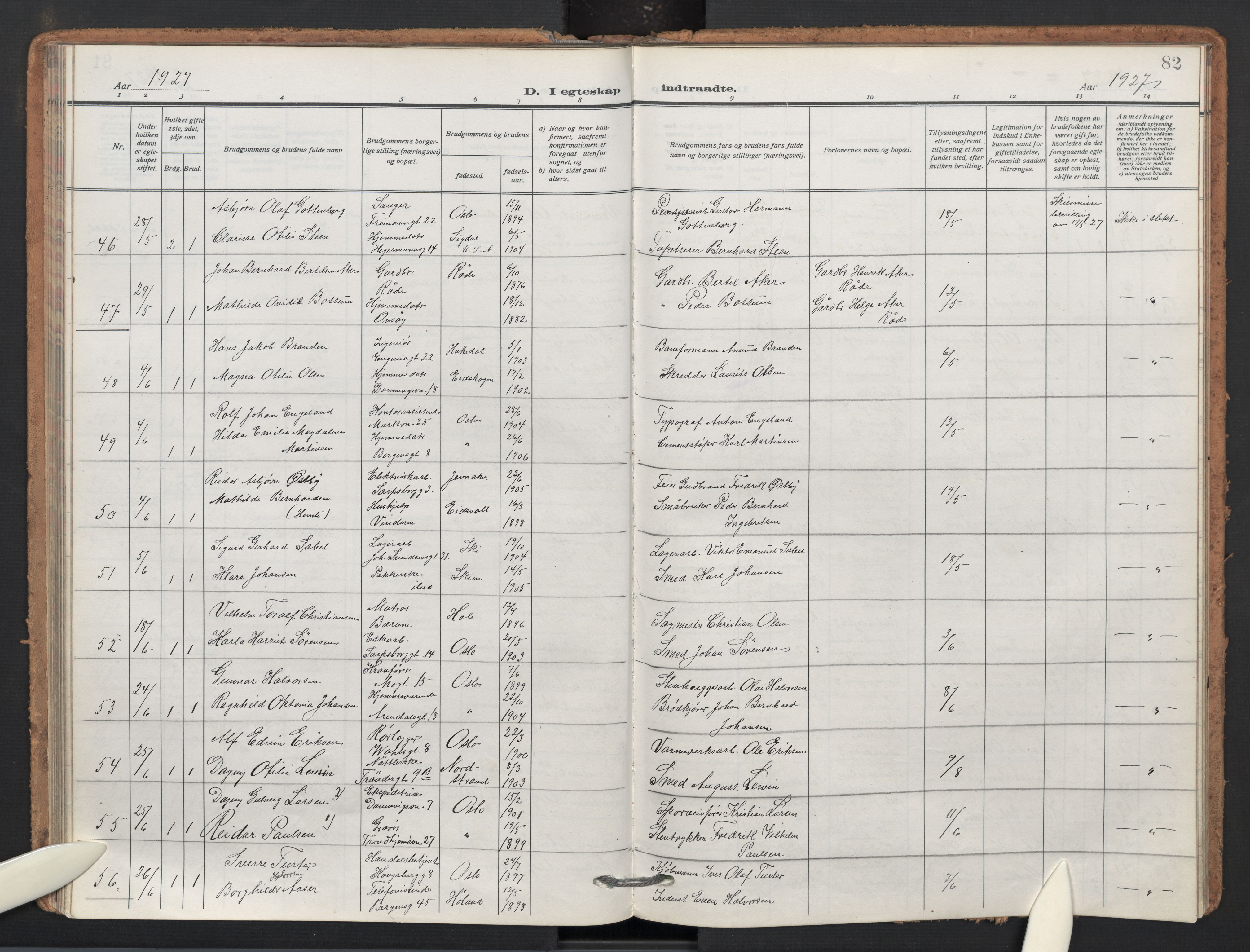 Sagene prestekontor Kirkebøker, AV/SAO-A-10796/F/L0013: Ministerialbok nr. 13, 1920-1929, s. 82