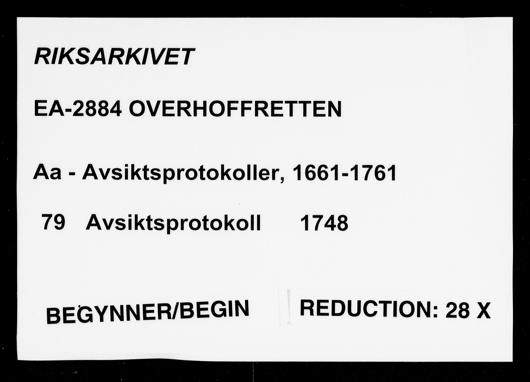 Overhoffretten 1667-1797, AV/RA-EA-2884/Aa/L0079: Avsiktsprotokoll, 1748