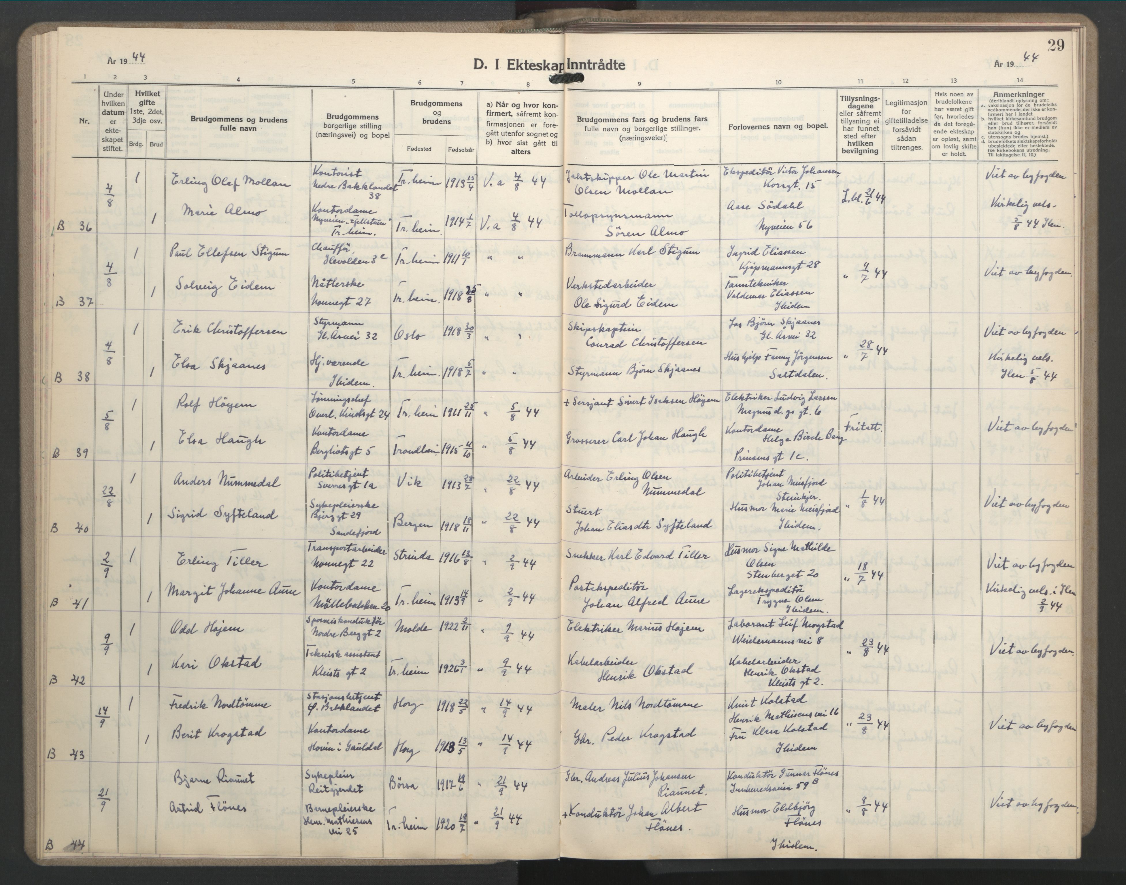 Ministerialprotokoller, klokkerbøker og fødselsregistre - Sør-Trøndelag, AV/SAT-A-1456/603/L0177: Klokkerbok nr. 603C05, 1941-1952, s. 29