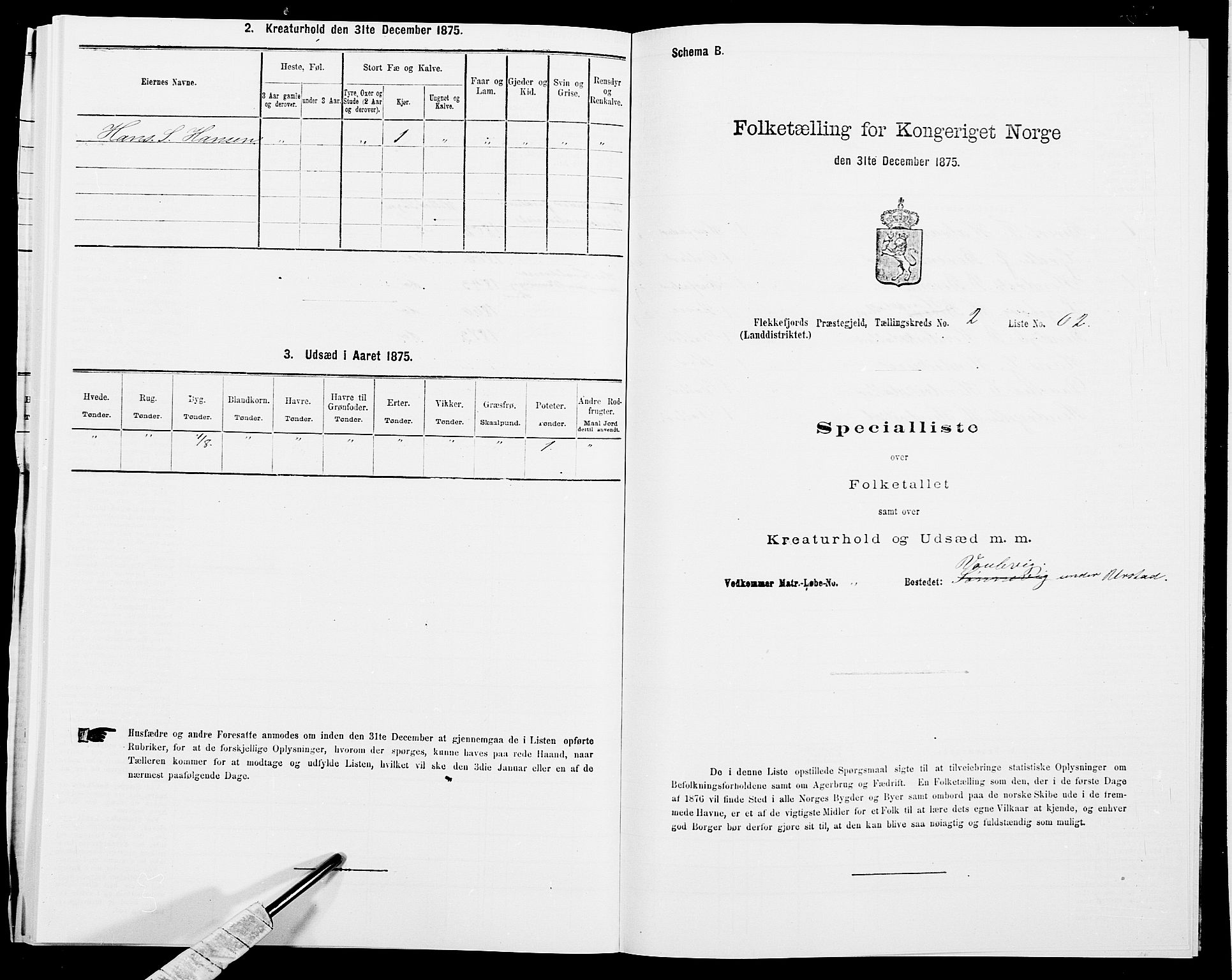 SAK, Folketelling 1875 for 1042L Flekkefjord prestegjeld, Nes sokn og Hidra sokn, 1875, s. 387