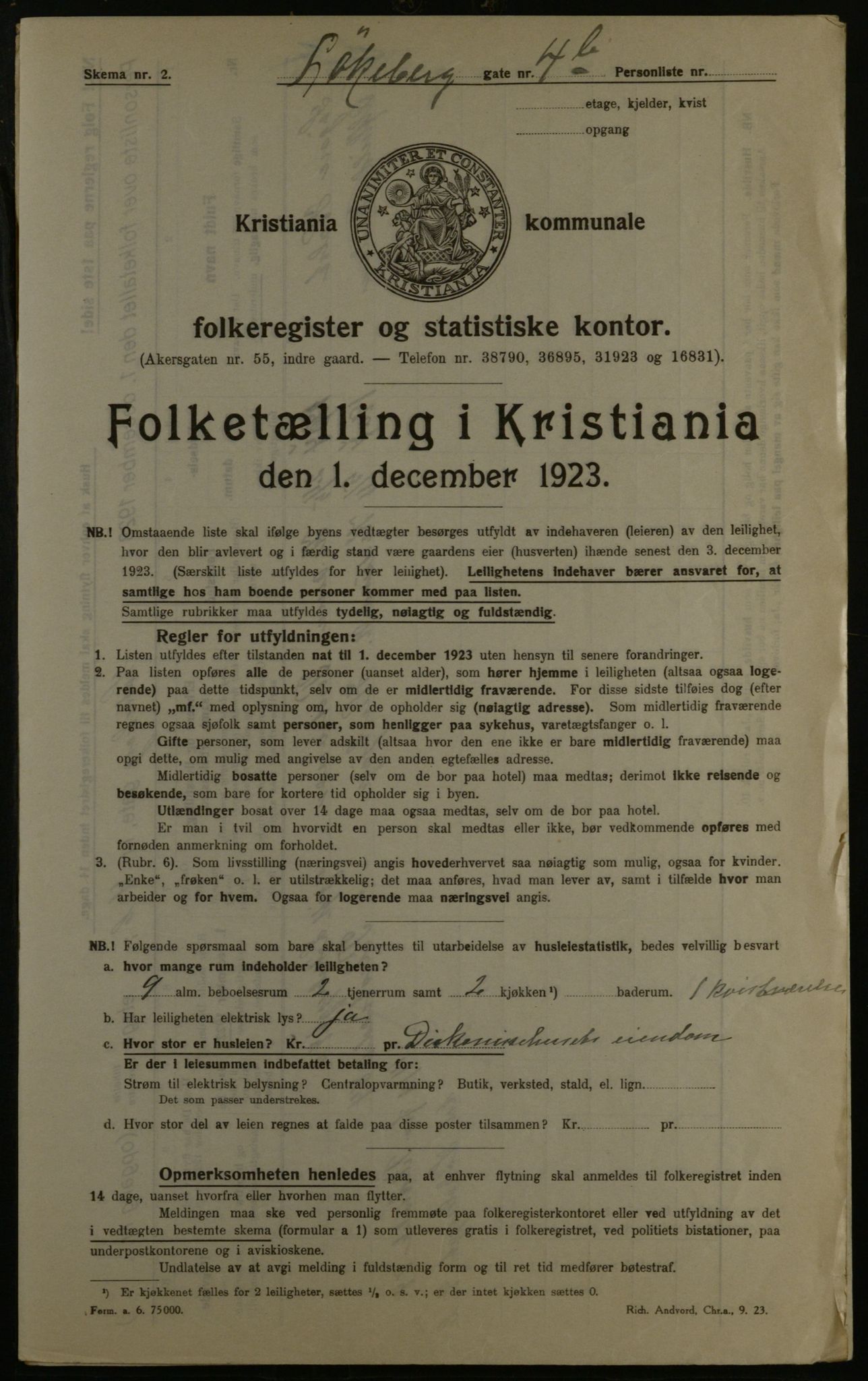 OBA, Kommunal folketelling 1.12.1923 for Kristiania, 1923, s. 65130