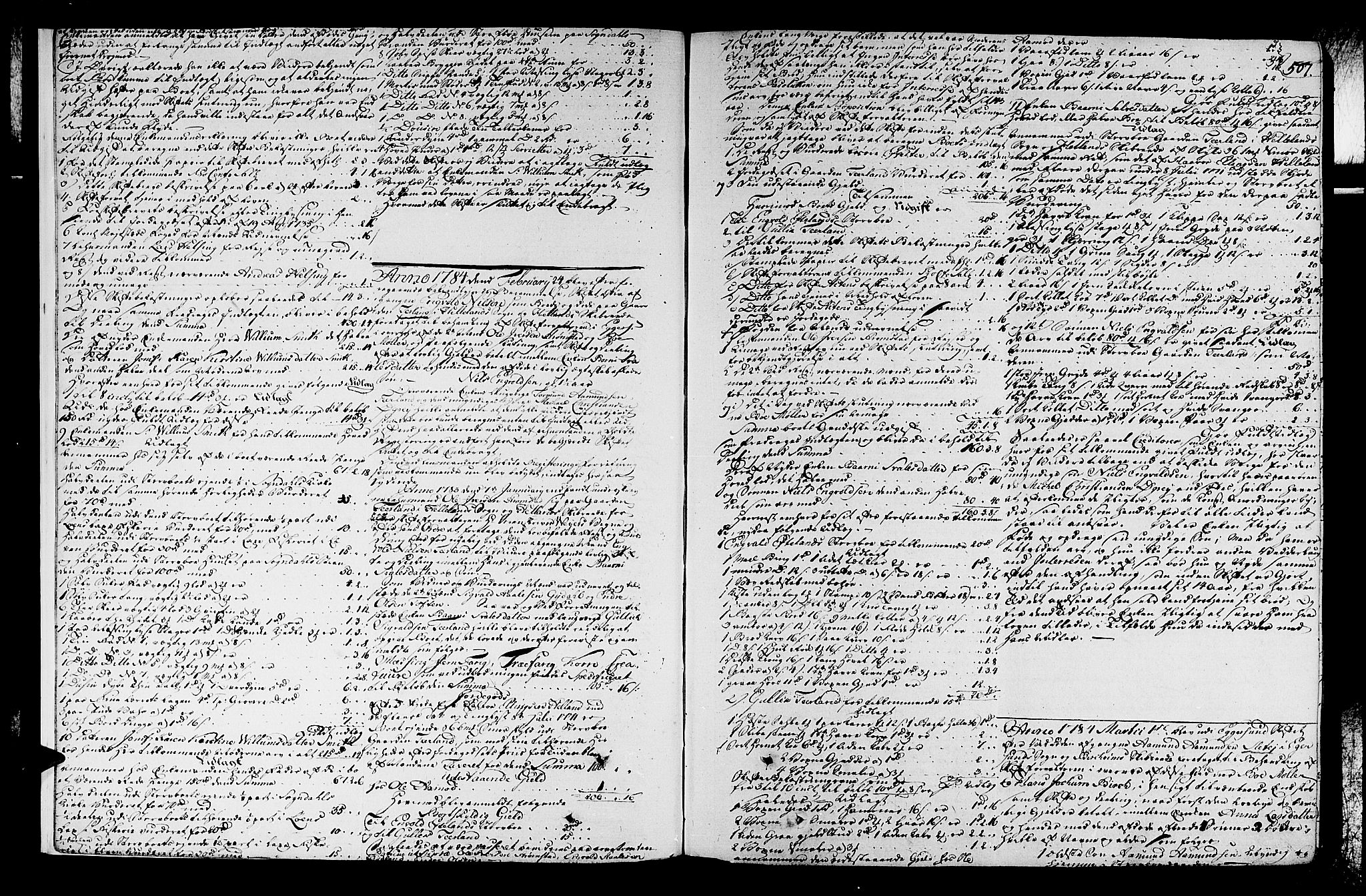 Jæren og Dalane sorenskriveri, AV/SAST-A-100306/5/50BA/L0016C: SKIFTEPROTOKOLL<KORTREGISTER, S. 505-763>, 1783-1786, s. 506b-507a