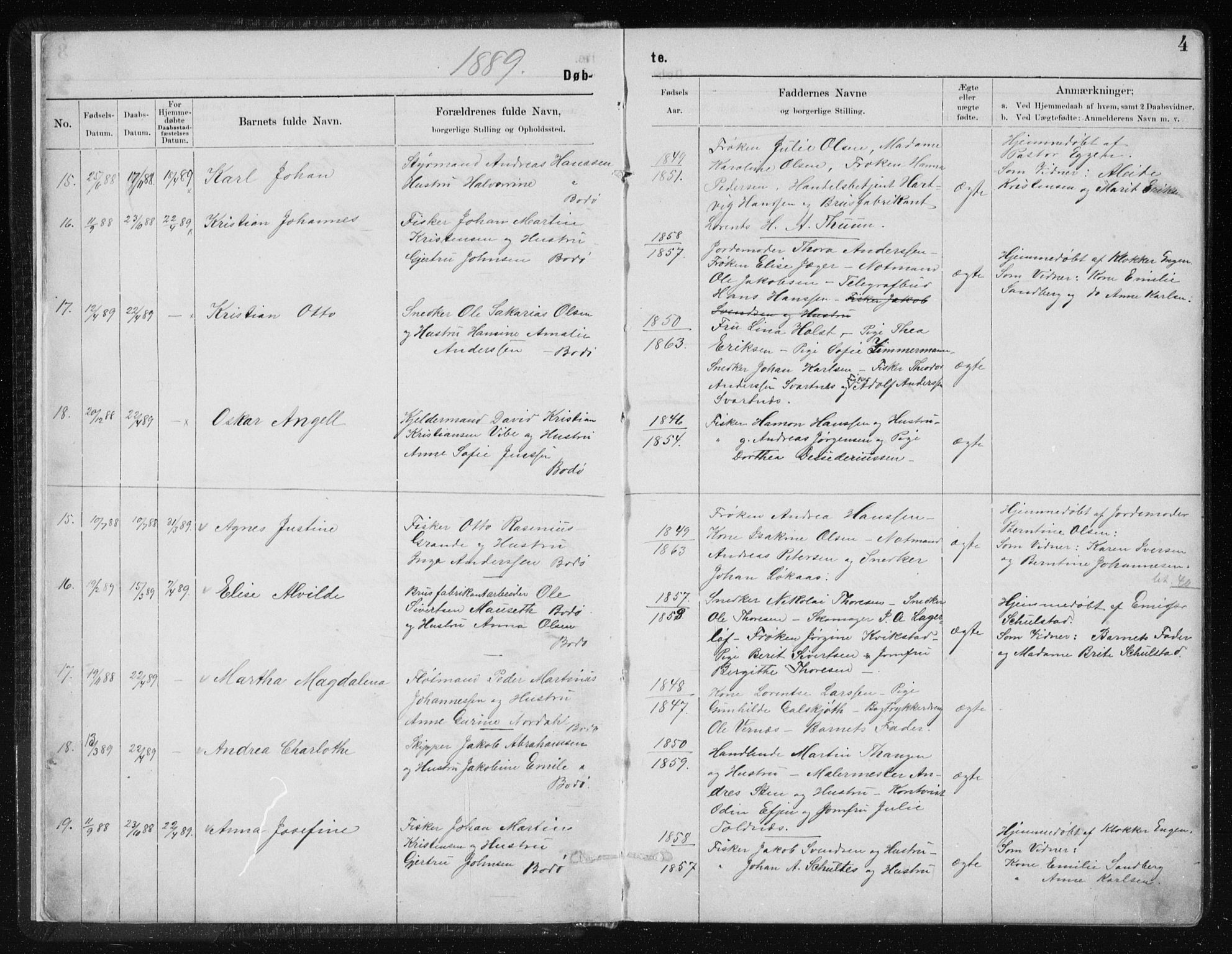 Ministerialprotokoller, klokkerbøker og fødselsregistre - Nordland, SAT/A-1459/801/L0032: Klokkerbok nr. 801C07, 1889-1897, s. 4