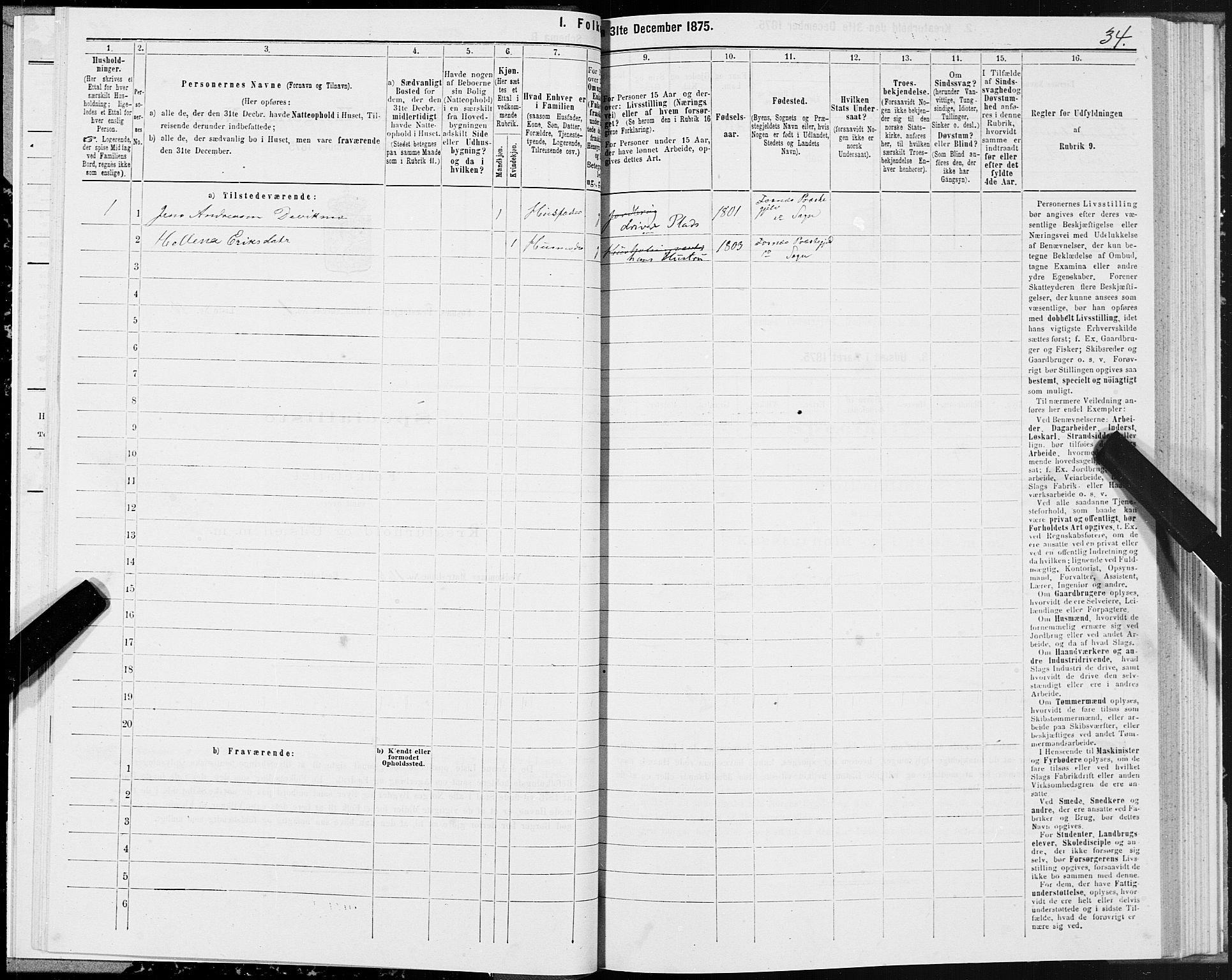 SAT, Folketelling 1875 for 1748P Fosnes prestegjeld, 1875, s. 1034