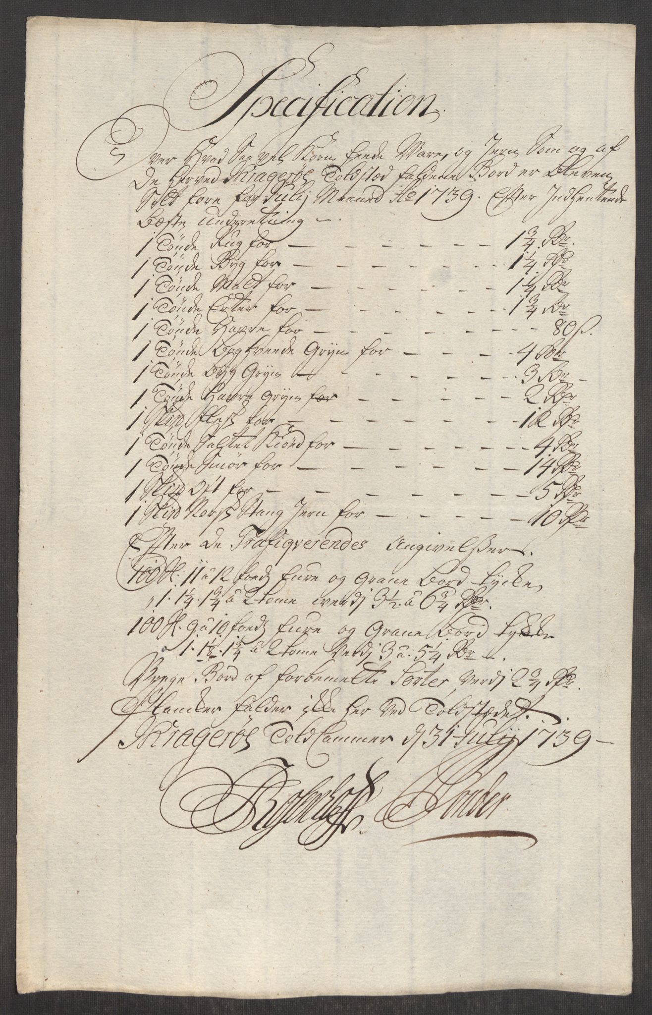 Rentekammeret inntil 1814, Realistisk ordnet avdeling, AV/RA-EA-4070/Oe/L0001: [Ø1]: Priskuranter, 1712-1739, s. 1012
