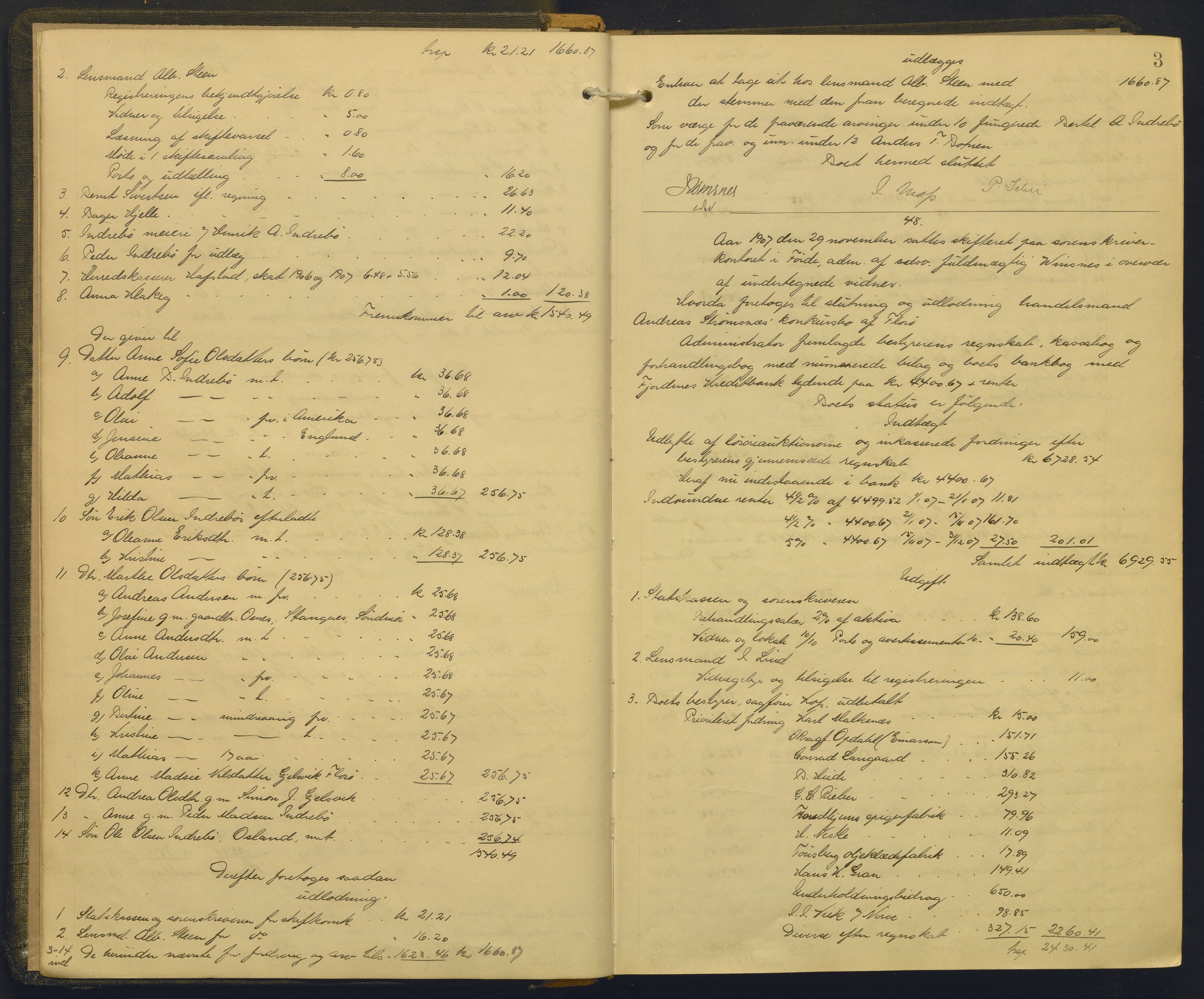 Sunnfjord tingrett, AV/SAB-A-3201/1/H/Hd/L0010: Skifteutlodningsprotokoll, 1907-1914, s. 2b-3a