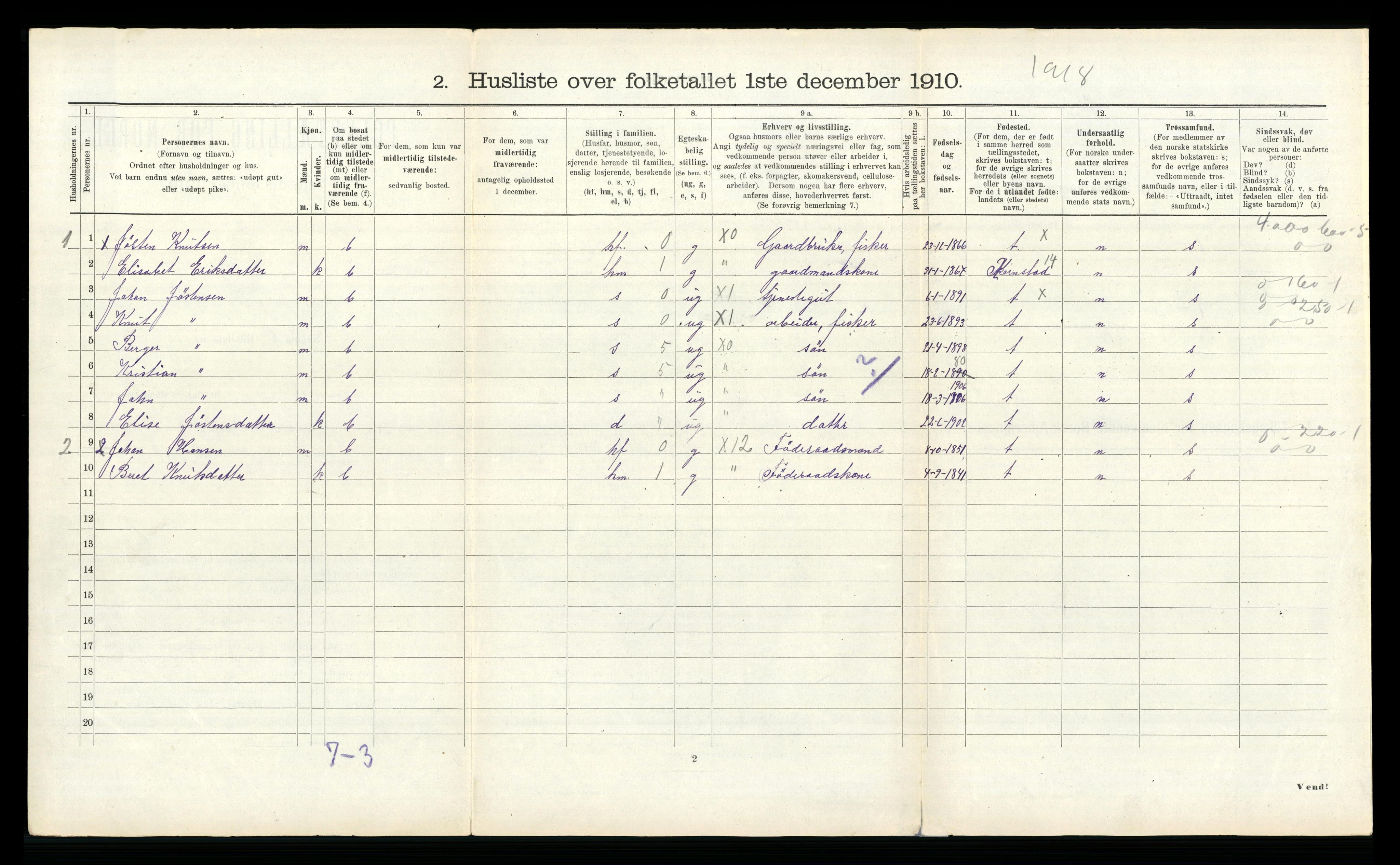 RA, Folketelling 1910 for 1553 Kvernes herred, 1910, s. 119