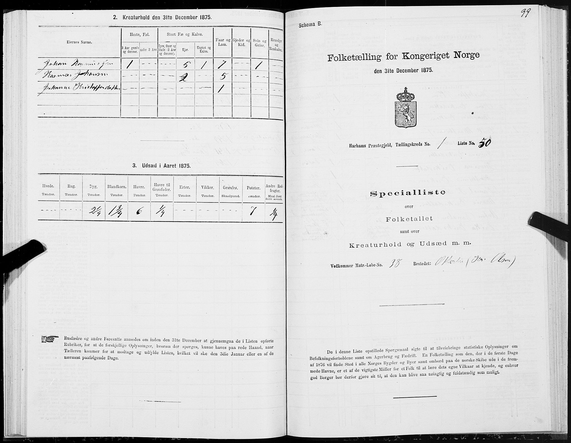 SAT, Folketelling 1875 for 1534P Haram prestegjeld, 1875, s. 1099