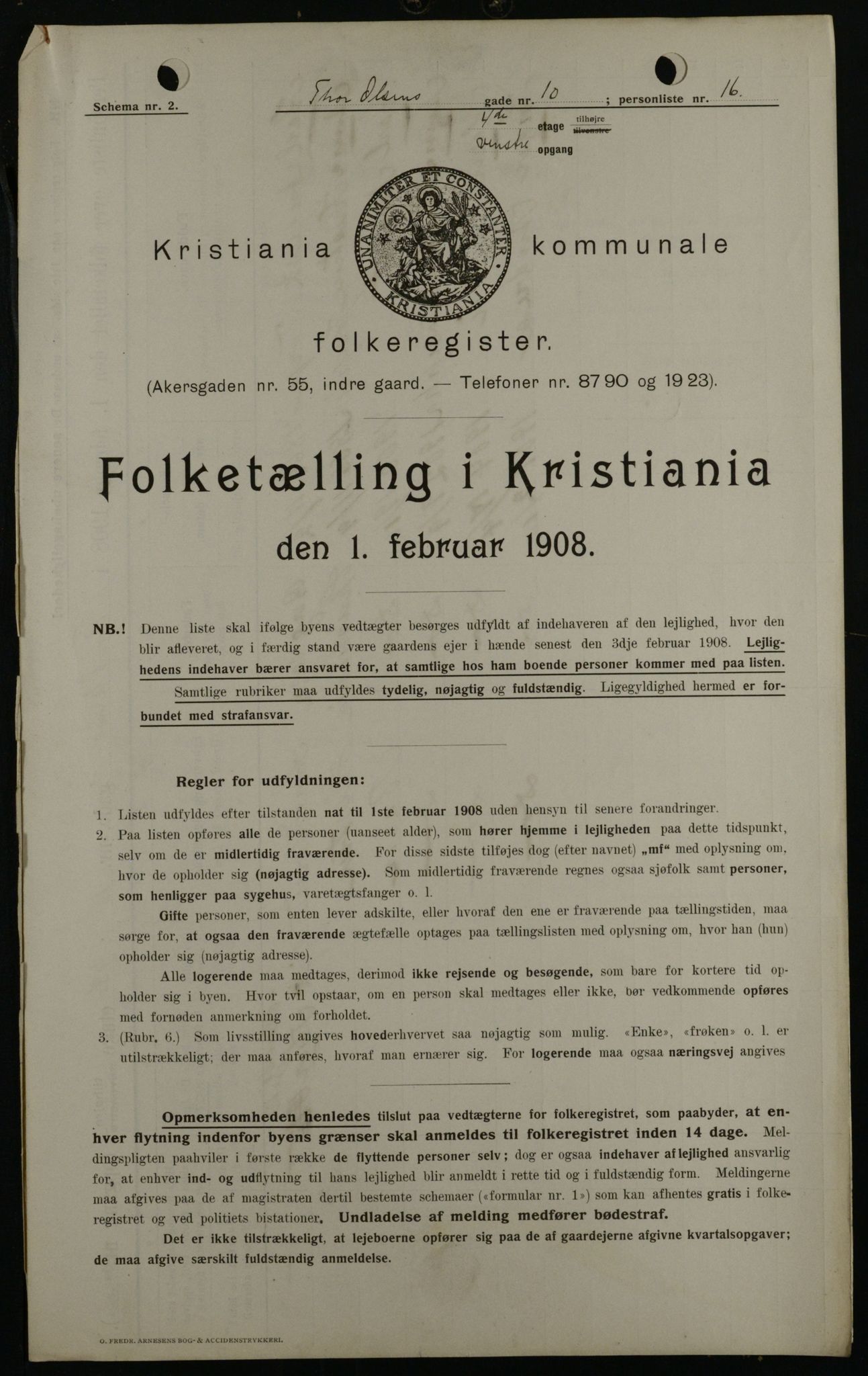 OBA, Kommunal folketelling 1.2.1908 for Kristiania kjøpstad, 1908, s. 98456