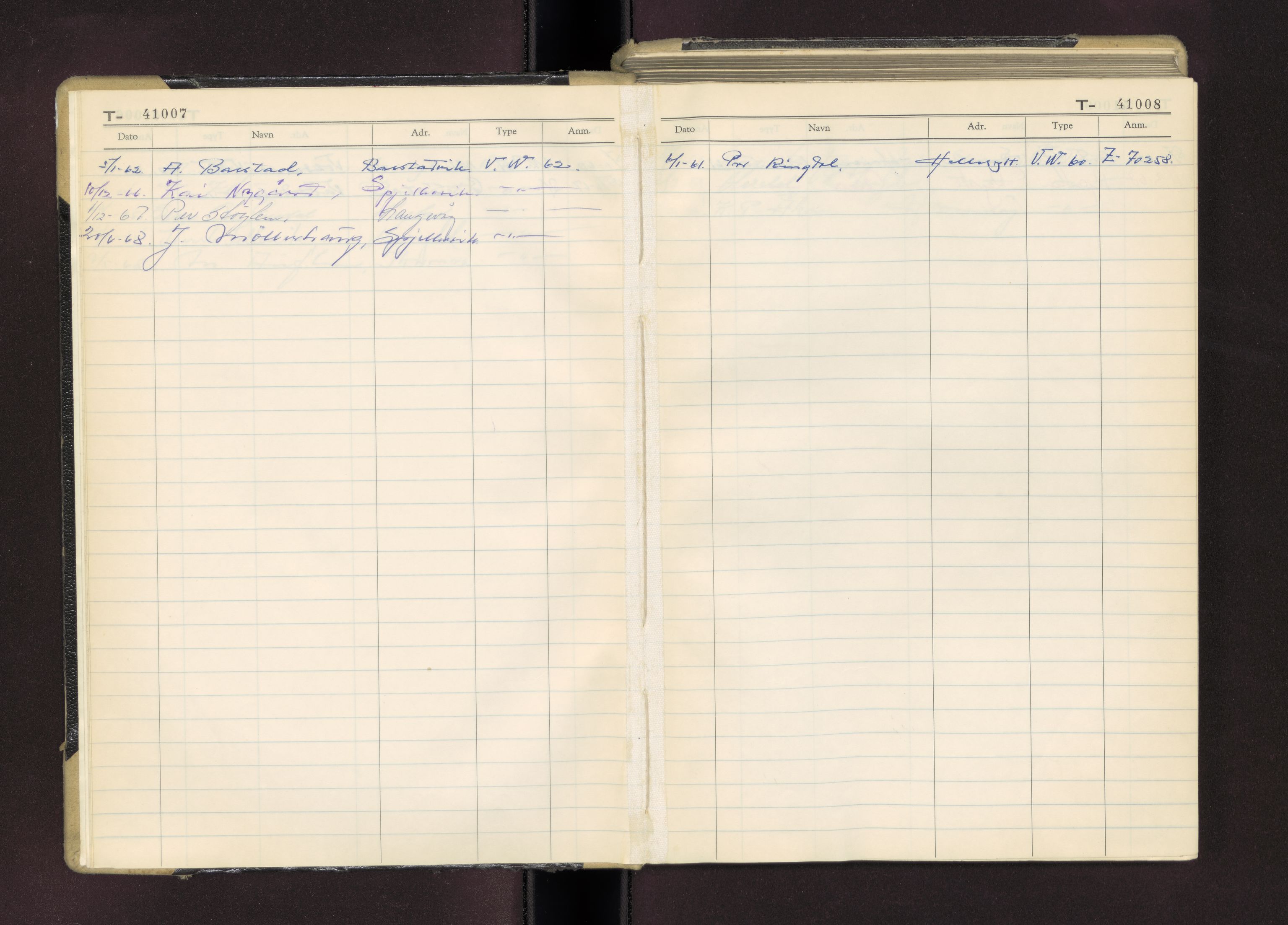 Møre og Romsdal vegkontor - Ålesund trafikkstasjon, AV/SAT-A-4099/F/Fc/L0035: Bilregister; T 41000 - T 41499, 1960-1970