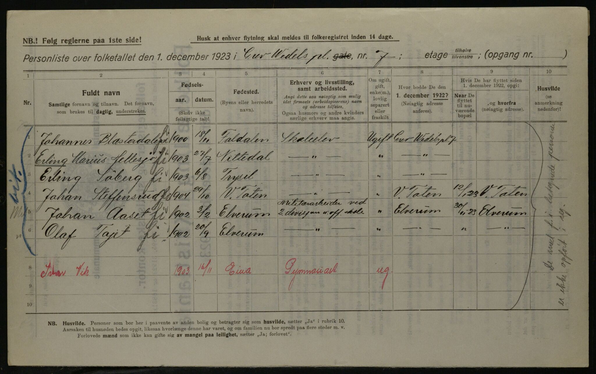 OBA, Kommunal folketelling 1.12.1923 for Kristiania, 1923, s. 33829