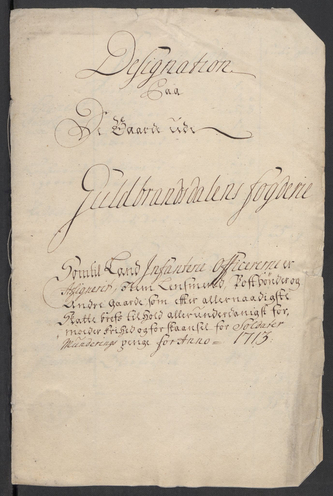 Rentekammeret inntil 1814, Reviderte regnskaper, Fogderegnskap, RA/EA-4092/R17/L1182: Fogderegnskap Gudbrandsdal, 1713, s. 522