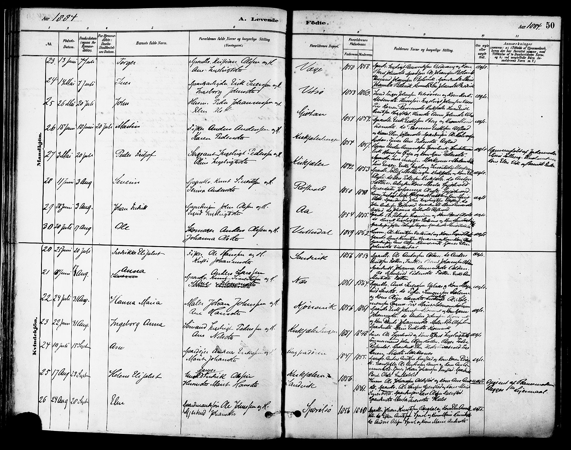 Ministerialprotokoller, klokkerbøker og fødselsregistre - Sør-Trøndelag, SAT/A-1456/630/L0496: Ministerialbok nr. 630A09, 1879-1895, s. 50