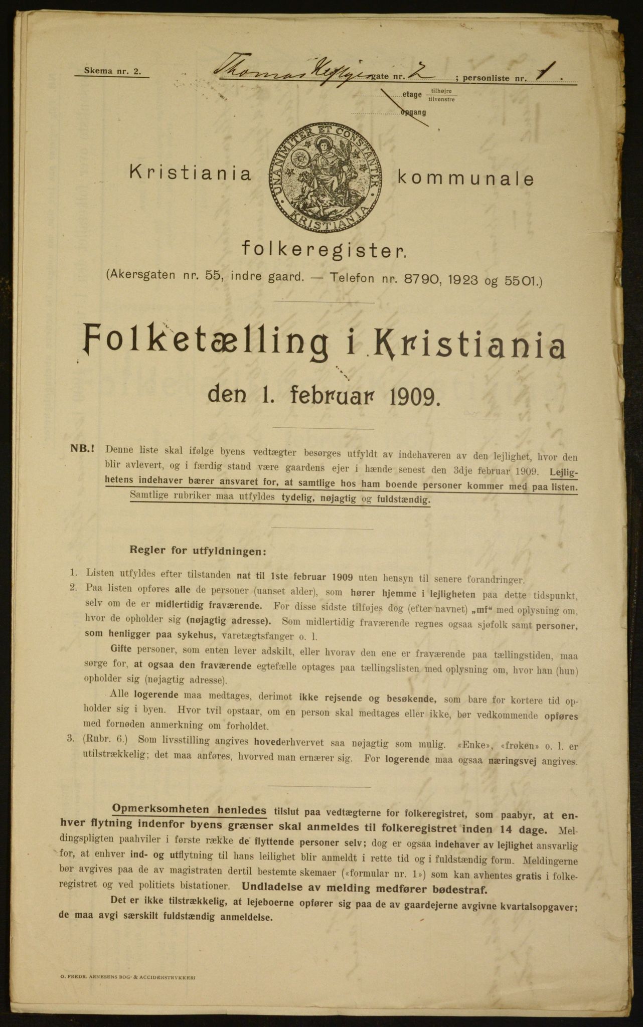 OBA, Kommunal folketelling 1.2.1909 for Kristiania kjøpstad, 1909, s. 98656