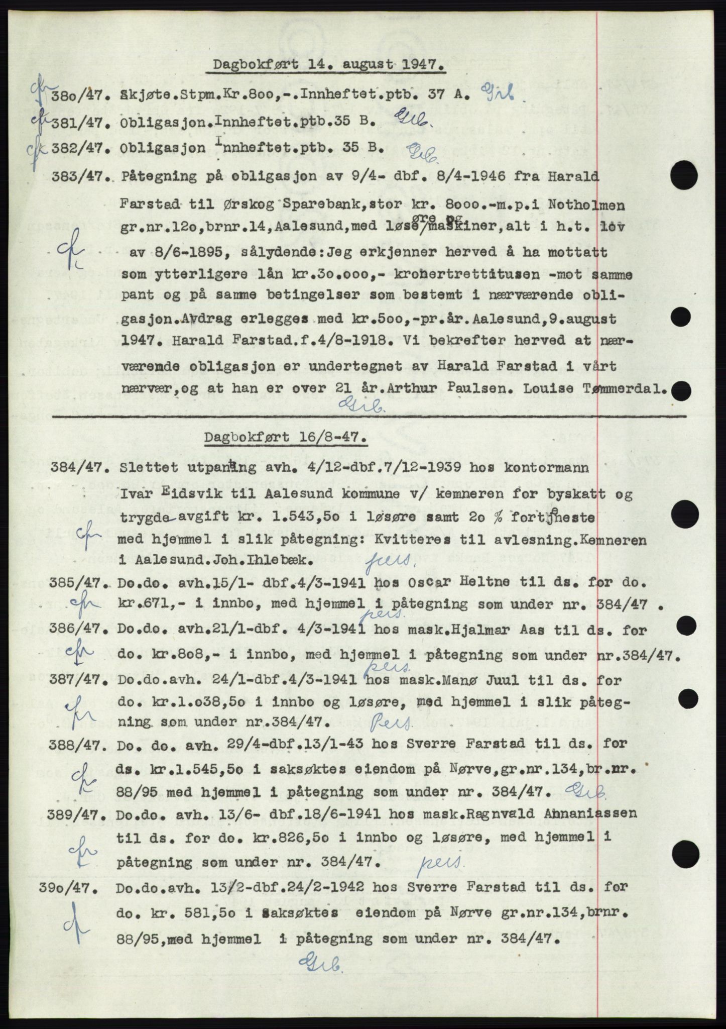 Ålesund byfogd, AV/SAT-A-4384: Pantebok nr. C34-35, 1946-1950, Dagboknr: 380/1947