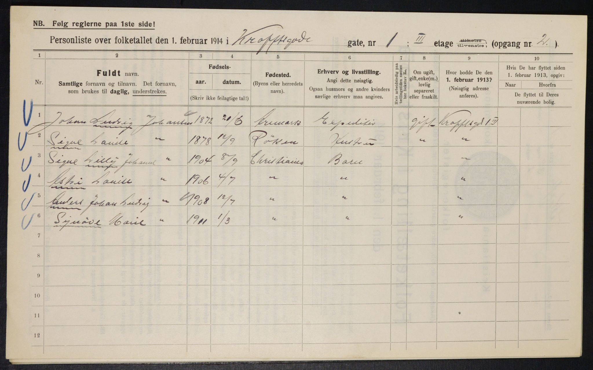 OBA, Kommunal folketelling 1.2.1914 for Kristiania, 1914, s. 53834