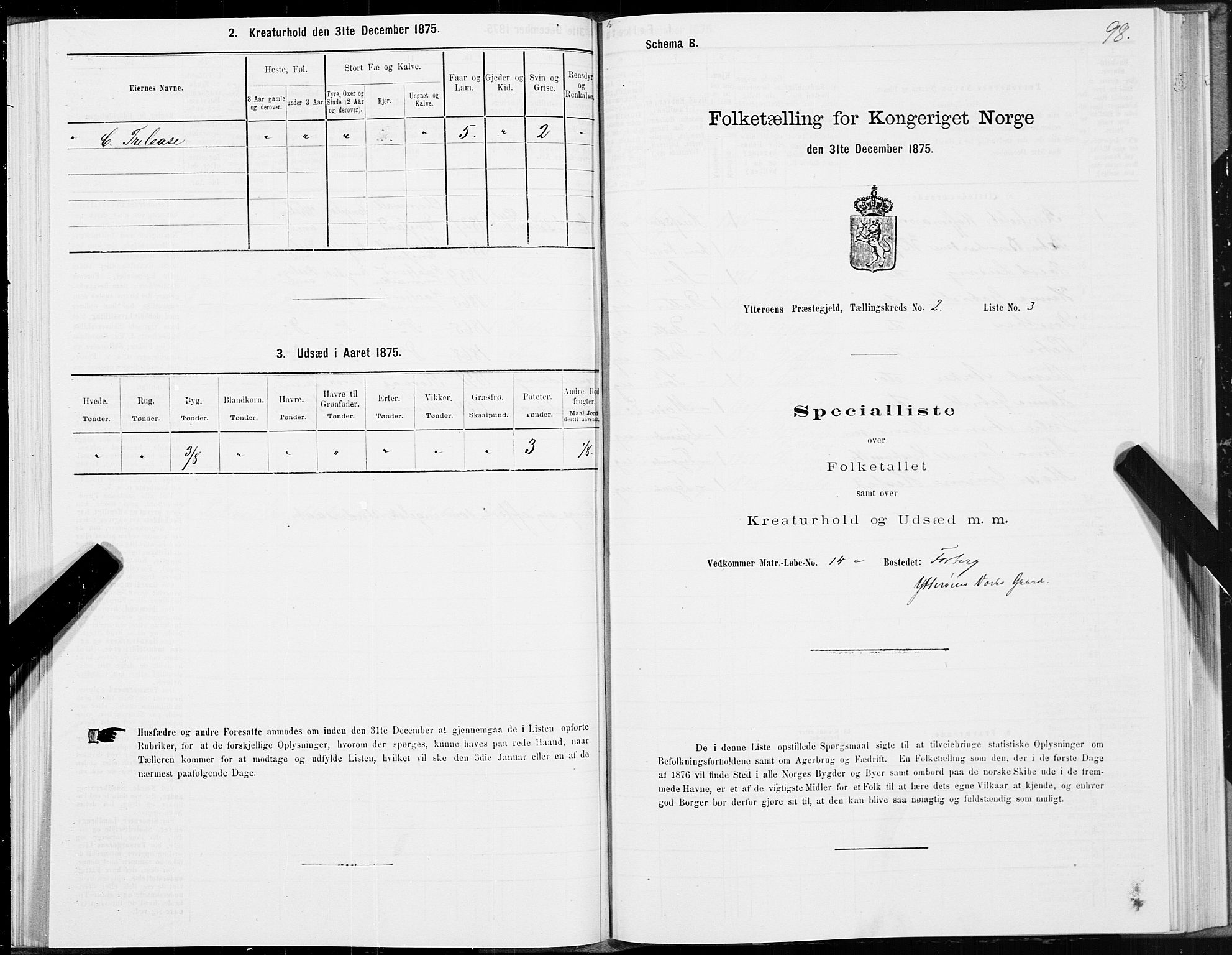 SAT, Folketelling 1875 for 1722P Ytterøy prestegjeld, 1875, s. 1098