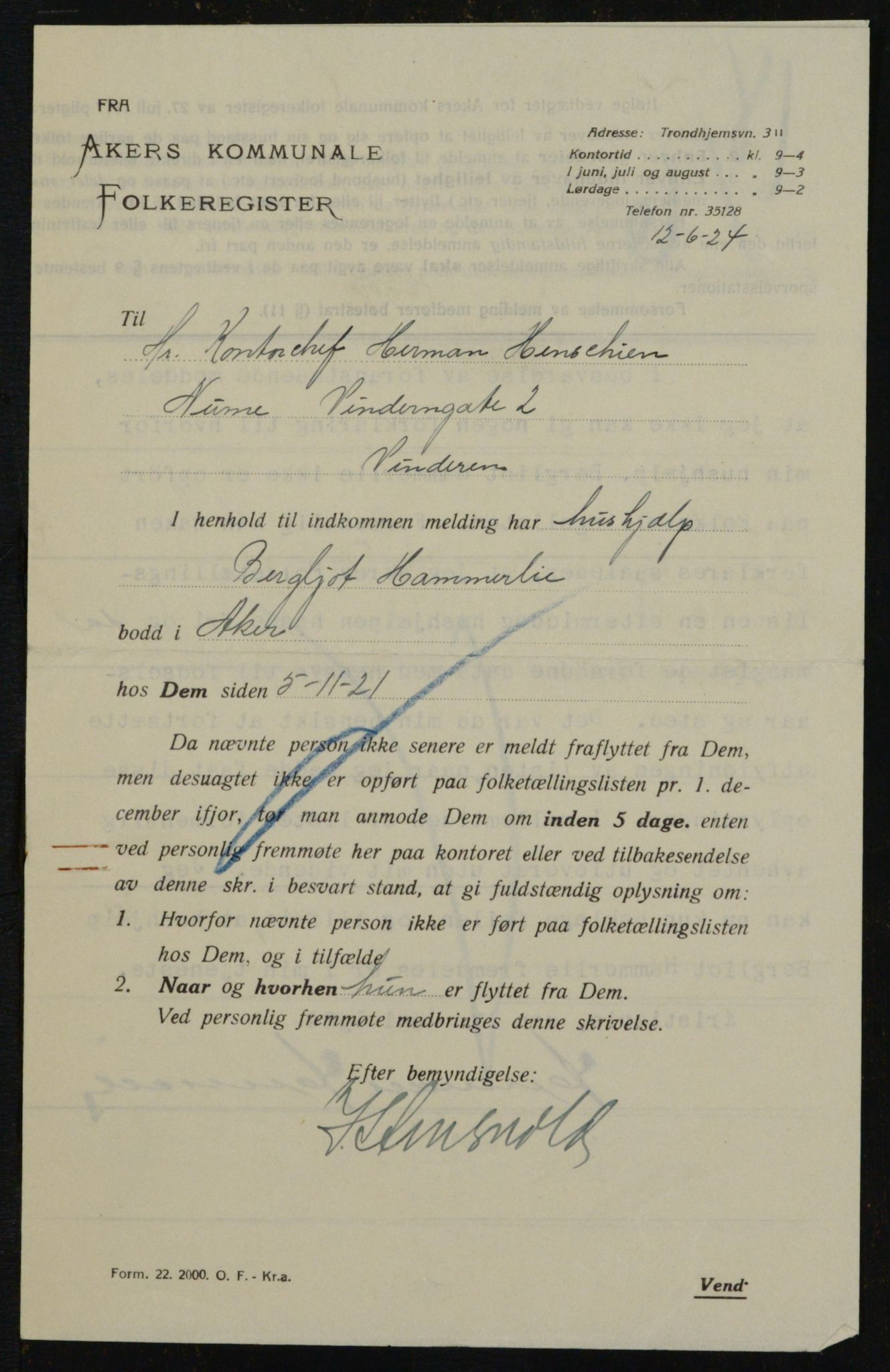 , Kommunal folketelling 1.12.1923 for Aker, 1923, s. 22171