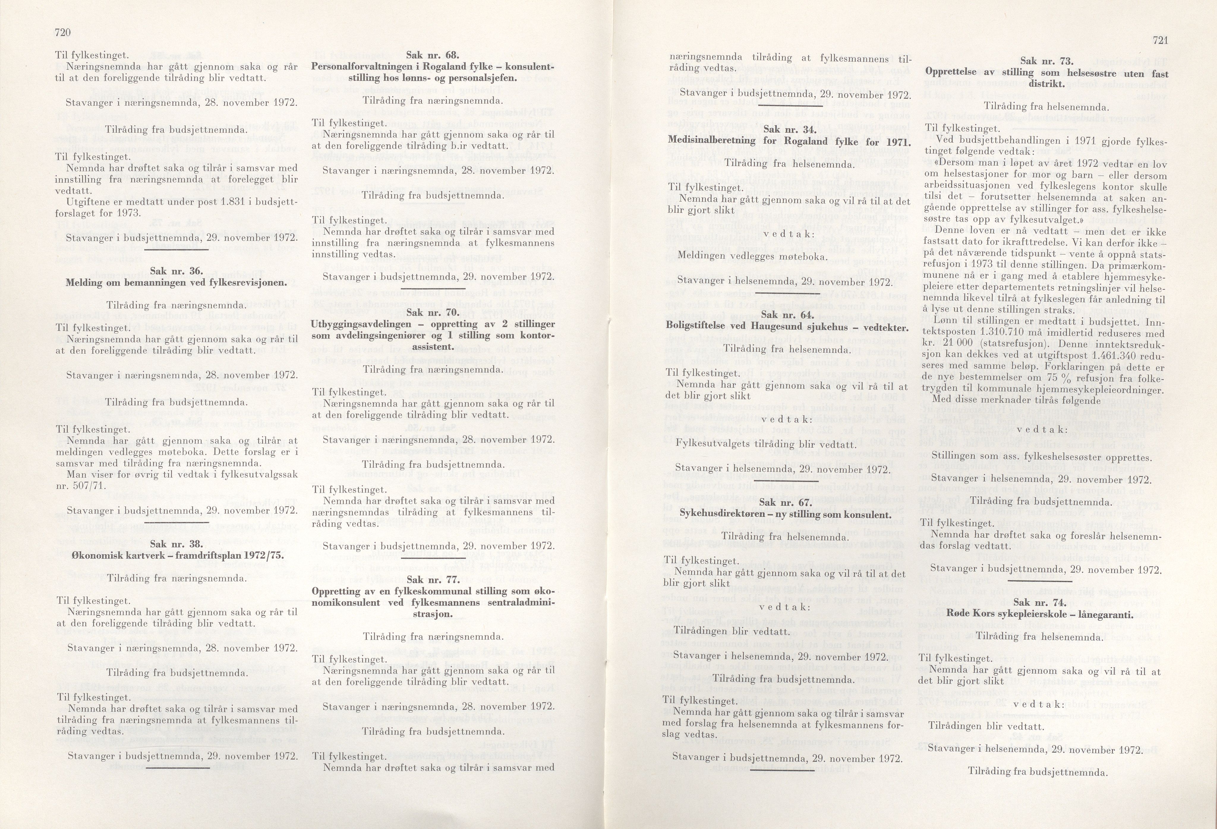 Rogaland fylkeskommune - Fylkesrådmannen , IKAR/A-900/A/Aa/Aaa/L0092: Møtebok , 1972, s. 720-721