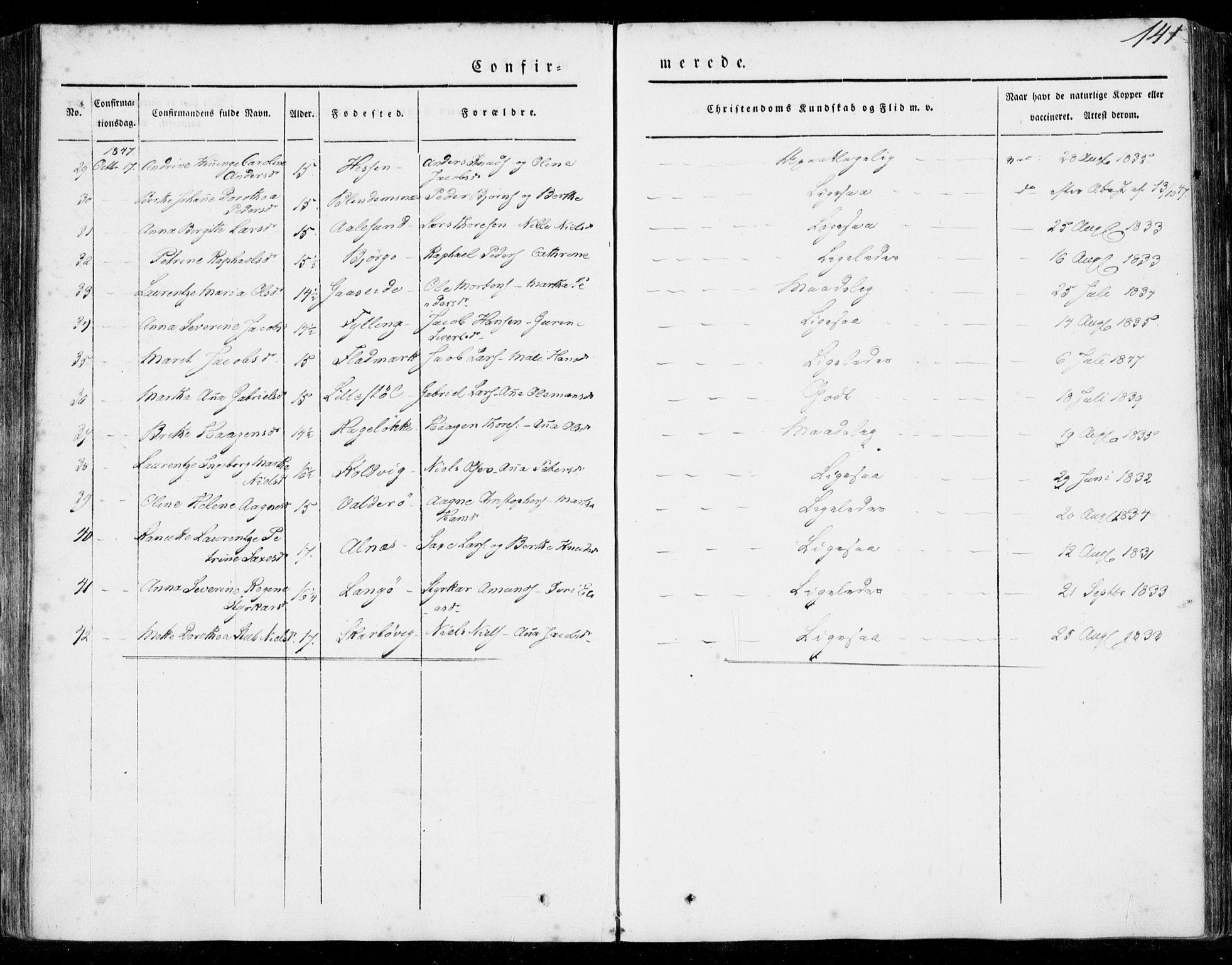 Ministerialprotokoller, klokkerbøker og fødselsregistre - Møre og Romsdal, AV/SAT-A-1454/528/L0396: Ministerialbok nr. 528A07, 1839-1847, s. 141