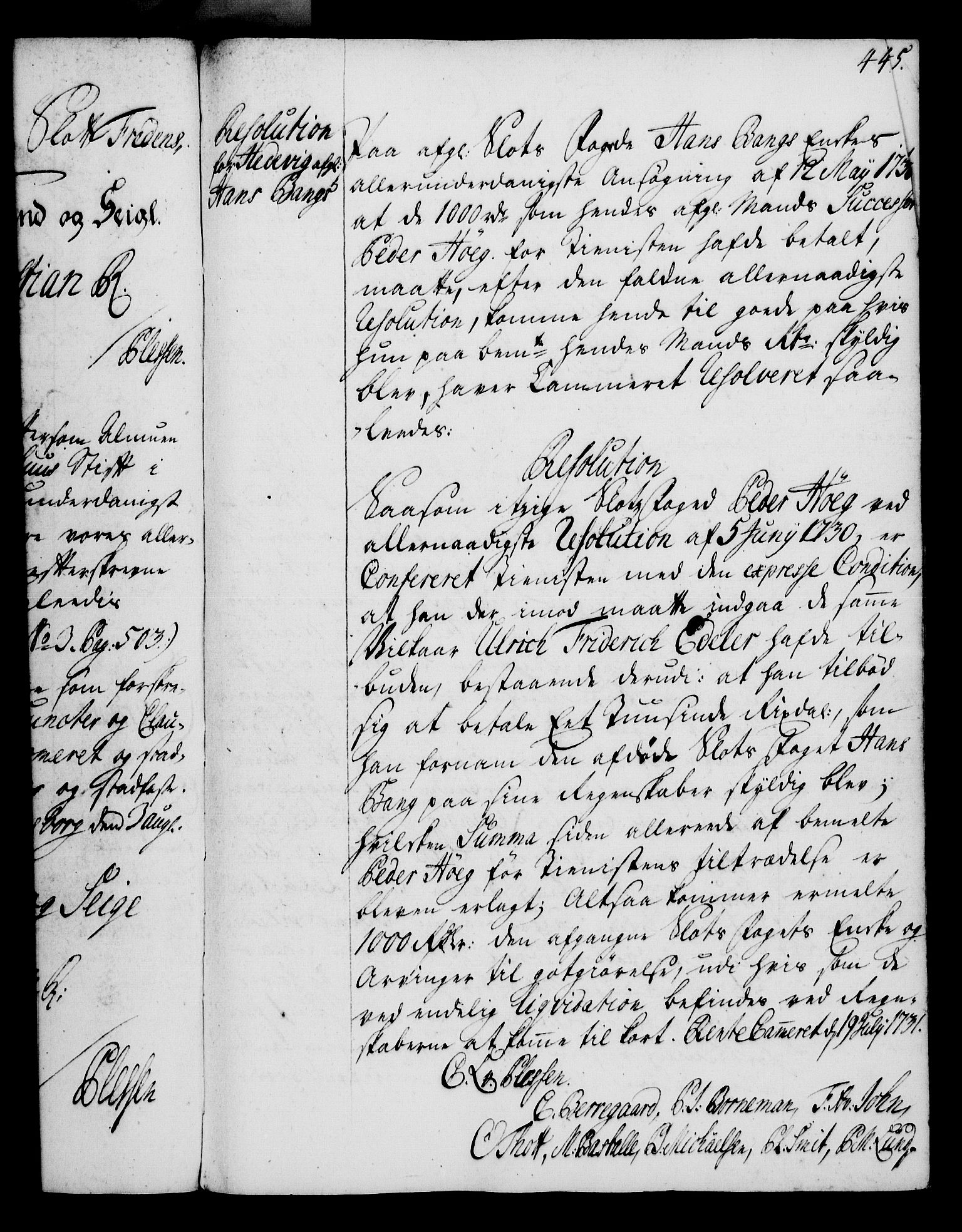 Rentekammeret, Kammerkanselliet, RA/EA-3111/G/Gg/Gga/L0003: Norsk ekspedisjonsprotokoll med register (merket RK 53.3), 1727-1734, s. 443