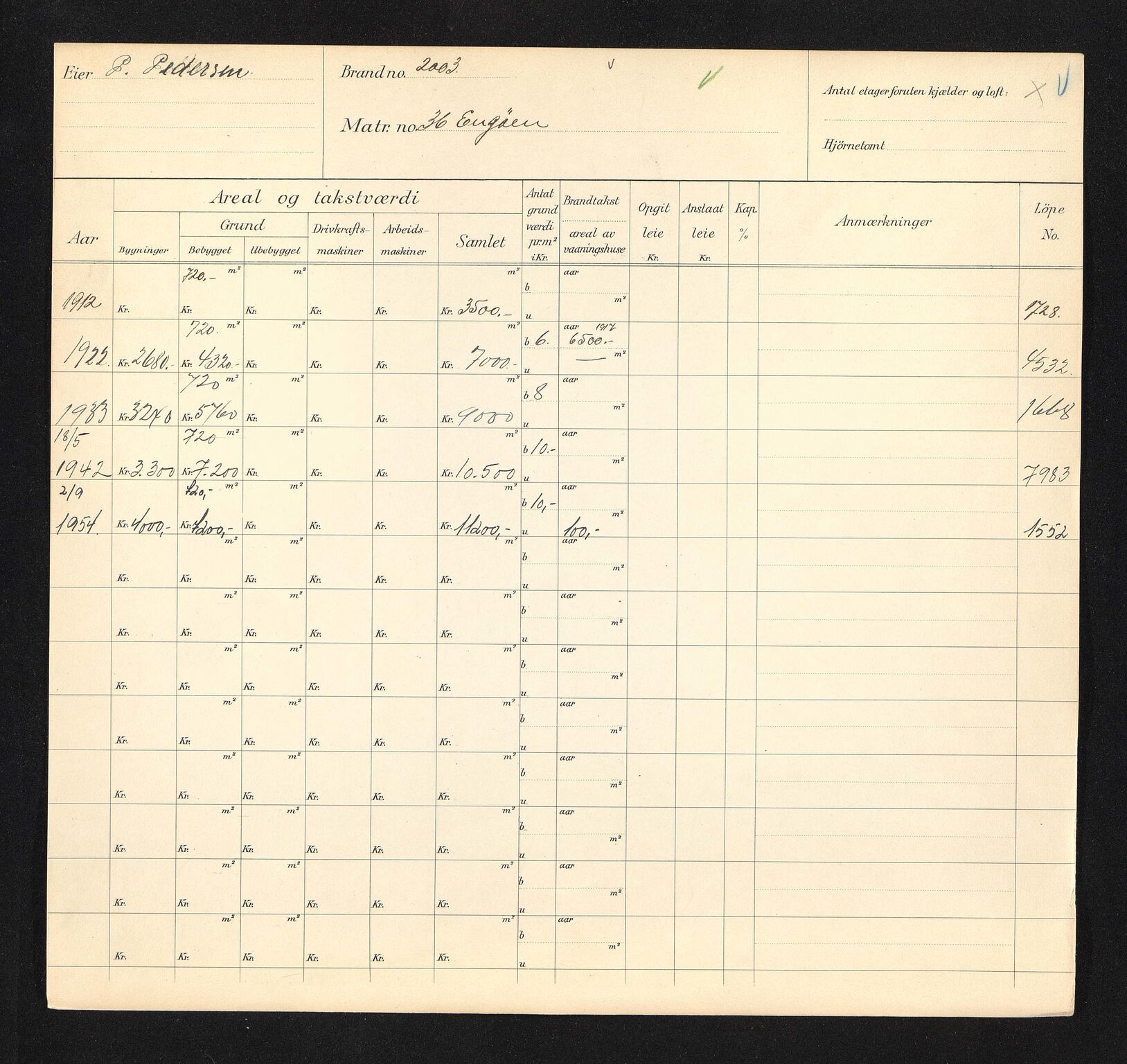 Stavanger kommune. Skattetakstvesenet, BYST/A-0440/F/Fa/Faa/L0012/0007: Skattetakstkort / Engøy 32 - 50